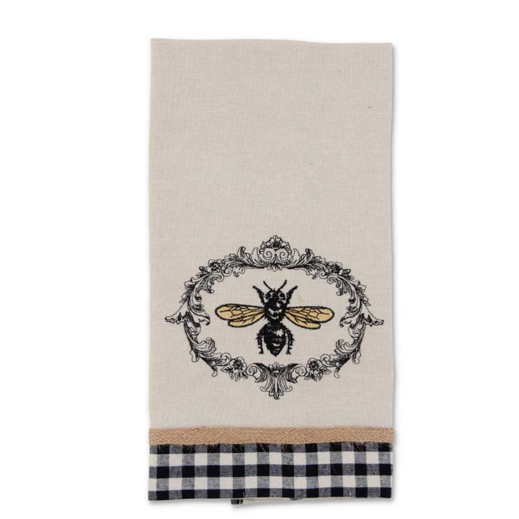 Towel with Embroidered Bee Crest