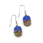 Handmade Glass Bead Earrings Blue Yellow and Purple