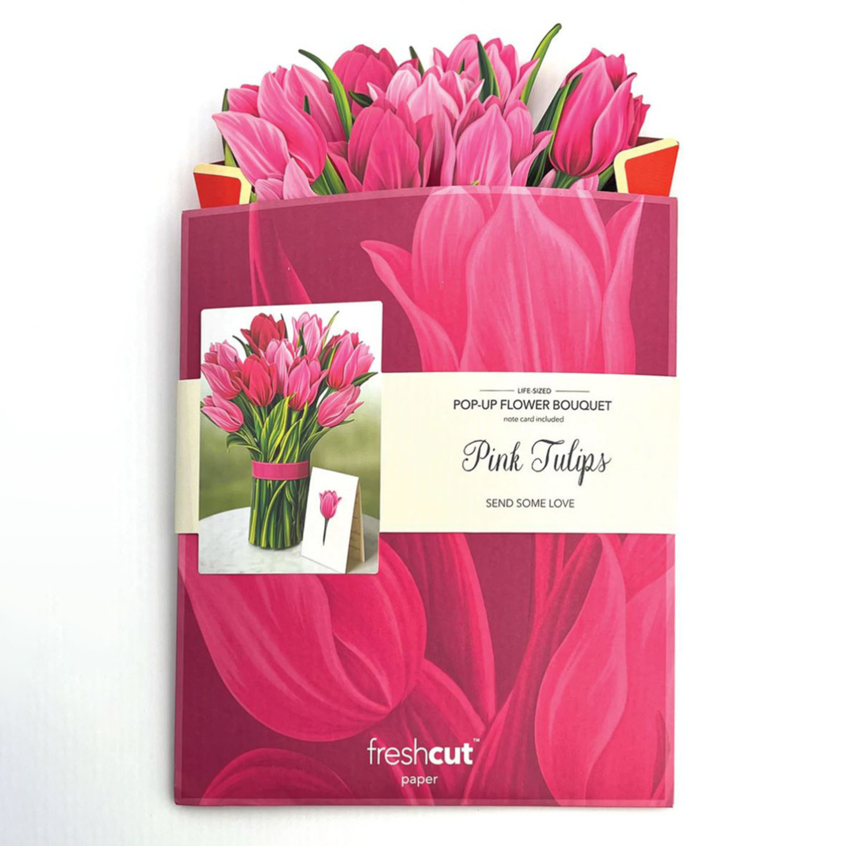 Fresh Cut Paper Pink Tulips Pop-Up Card