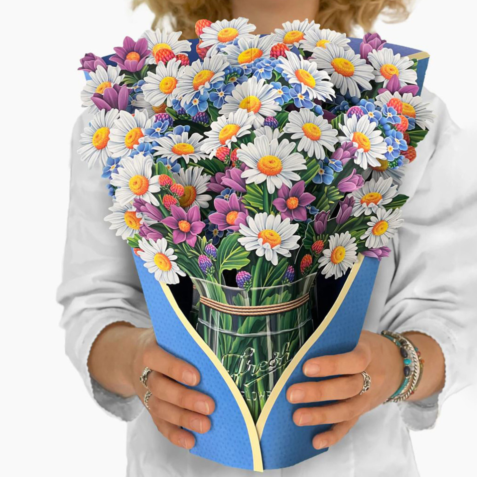 Fresh Cut Paper Field of Daisies Pop-Up Card