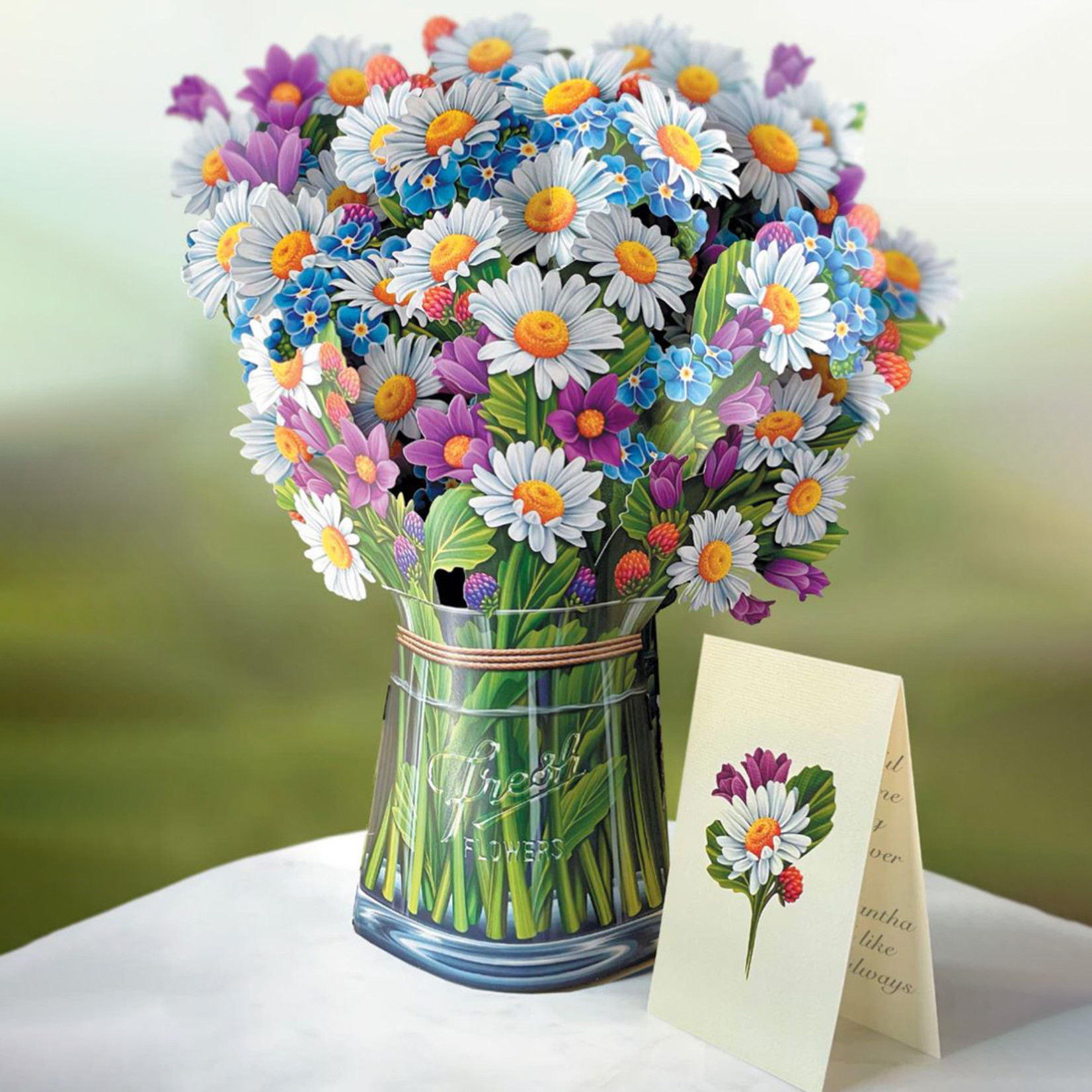 Fresh Cut Paper Field of Daisies Pop-Up Card