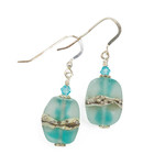 Handmade Glass Bead Earrings Ocean Blue