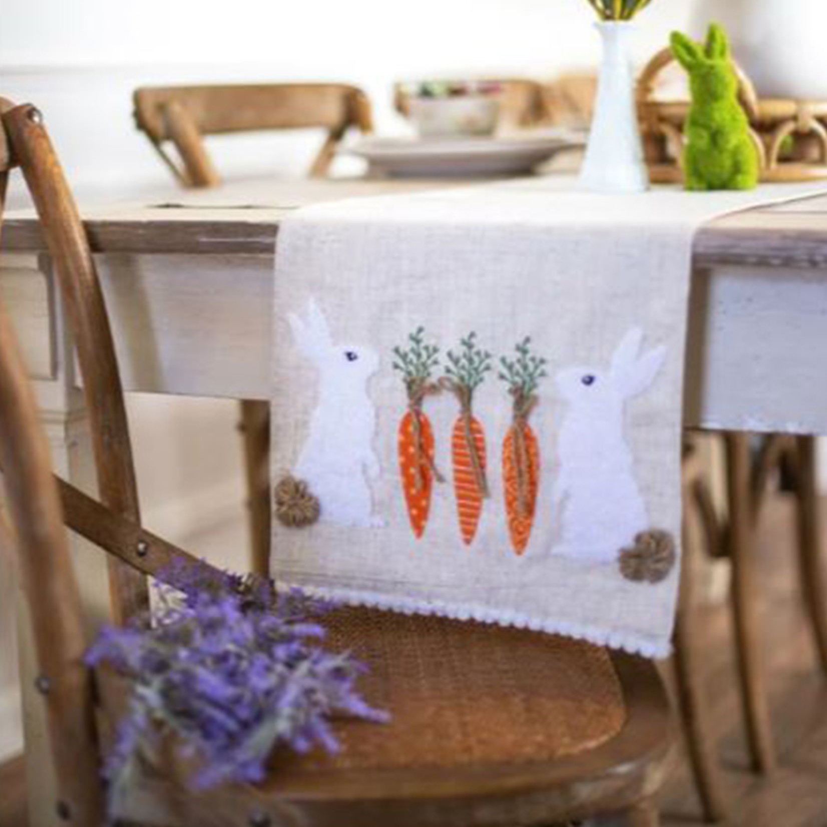 Two Rabbits and Carrots Table Runner