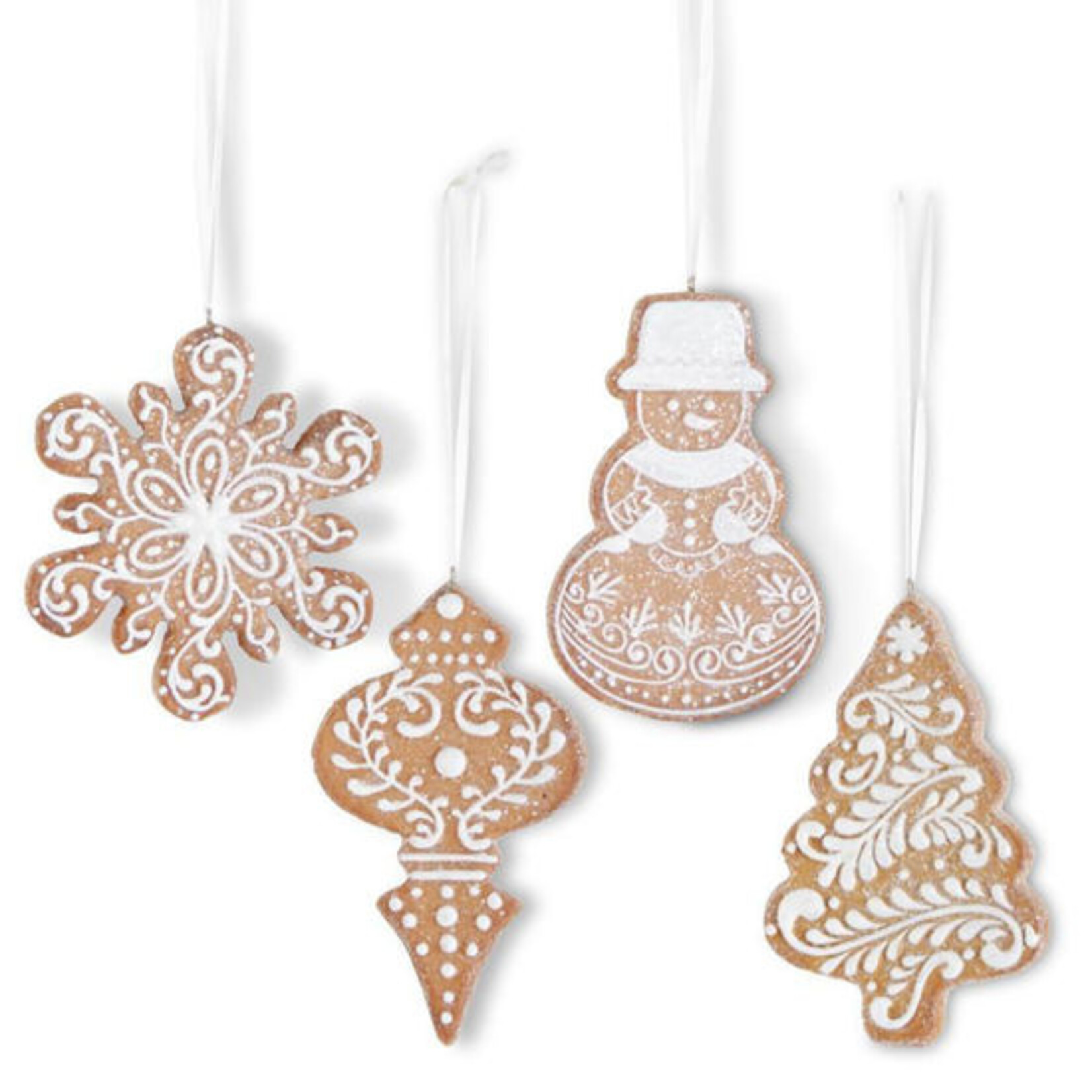 K&K Interiors Ornaments Brown Resin Glittered Gingerbread Assorted