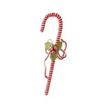 K&K Interiors Ornament Candy Cane with Holly Leaves and Bells