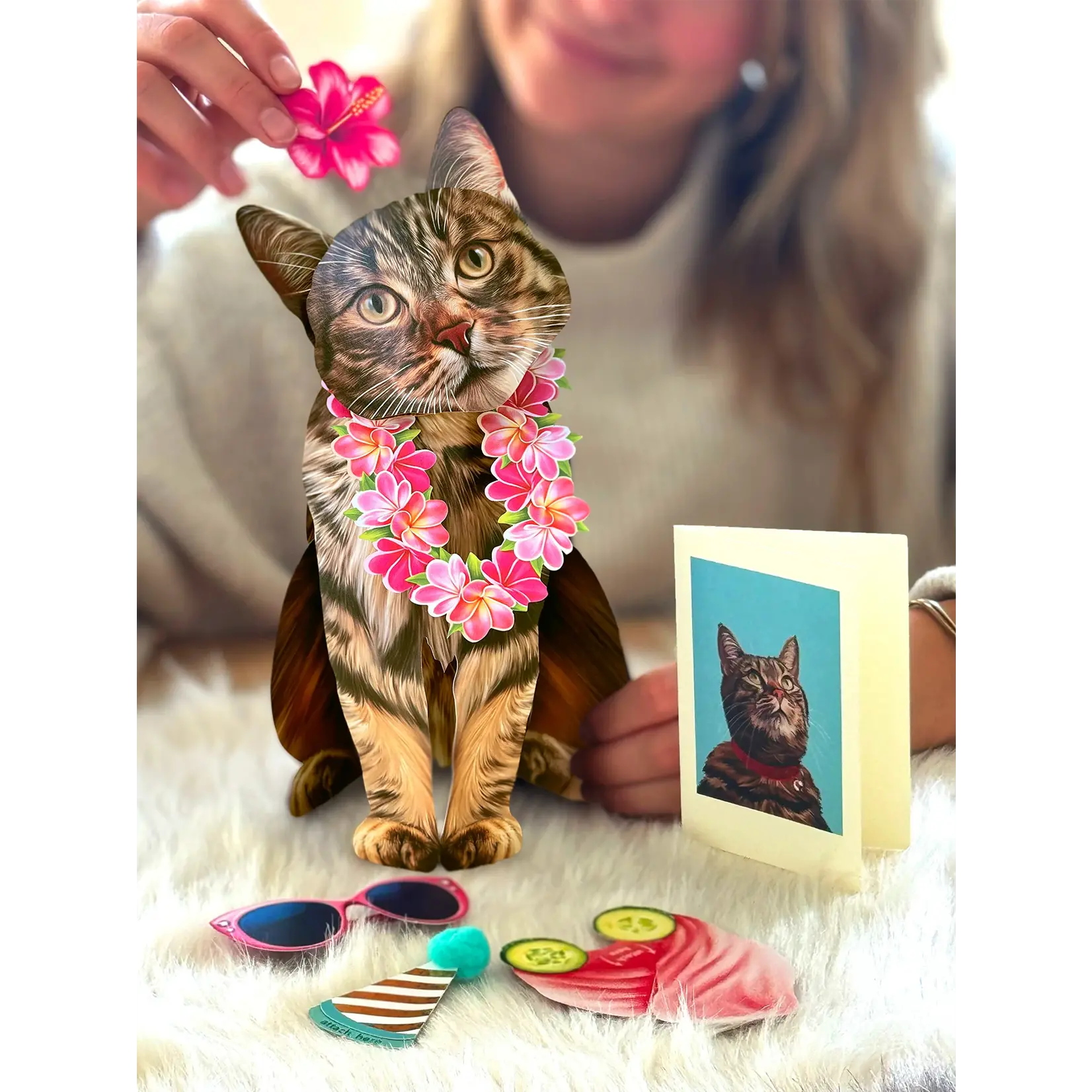Fresh Cut Paper Brown Tabby Pop-Up Card
