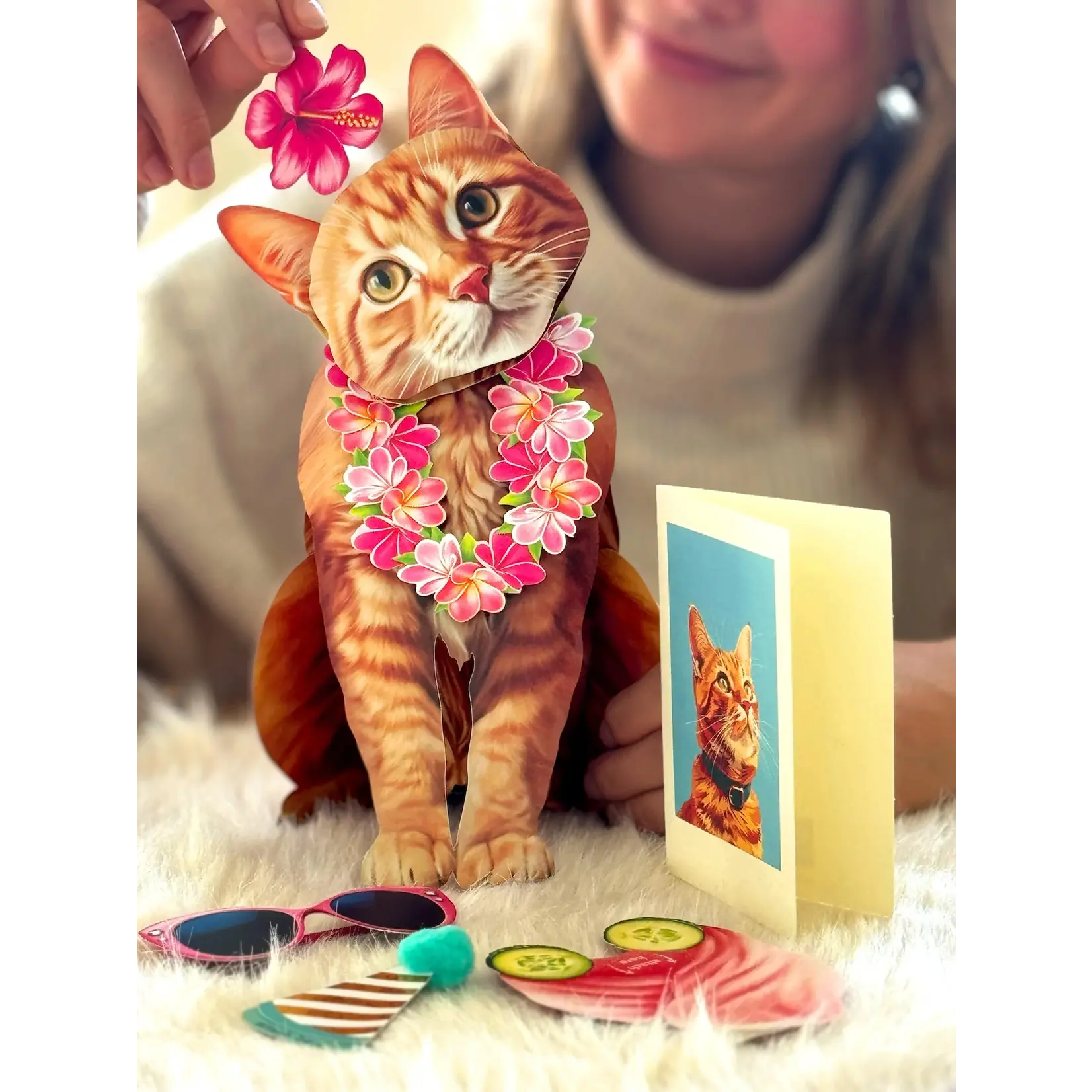 Fresh Cut Paper Orange Tabby Pop-Up Card