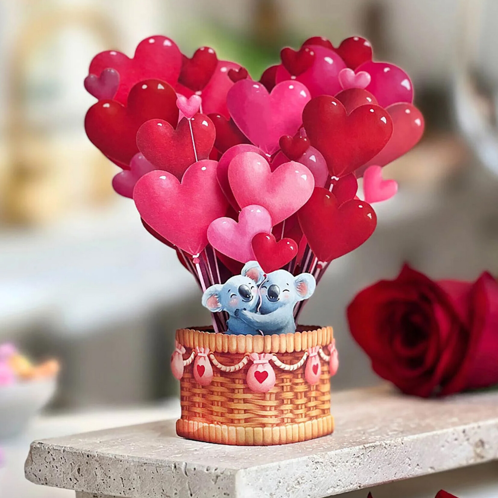 Fresh Cut Paper Heart Balloons Mini Pop-Up Card
