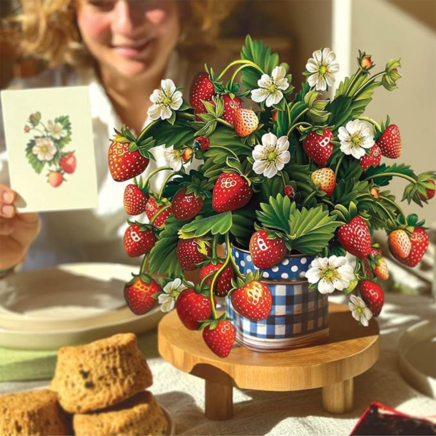 Fresh Cut Paper Strawberry Blossom Pop-Up Card