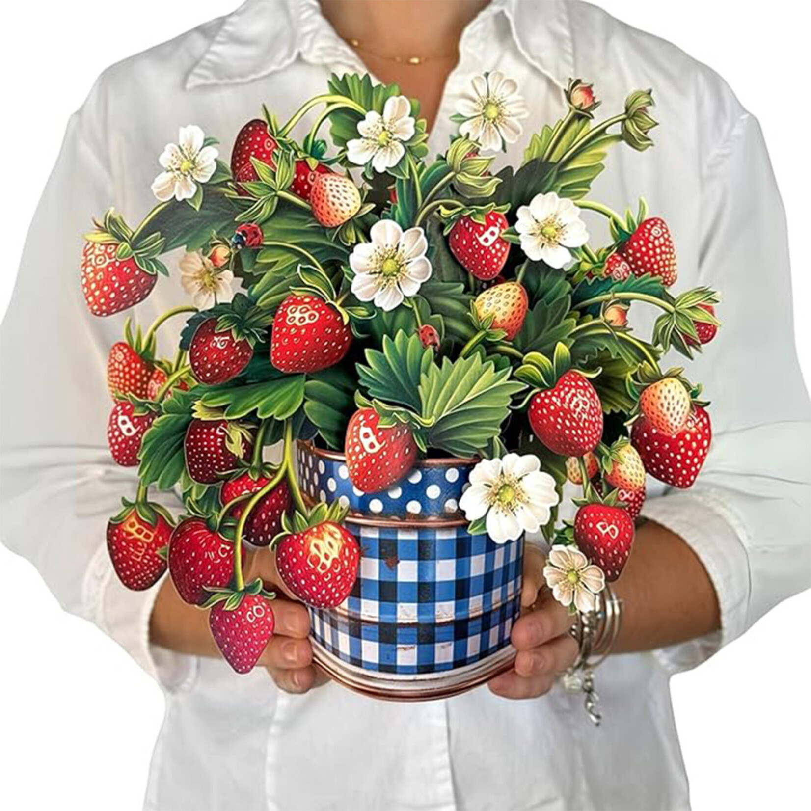 Fresh Cut Paper Strawberry Blossom Pop-Up Card