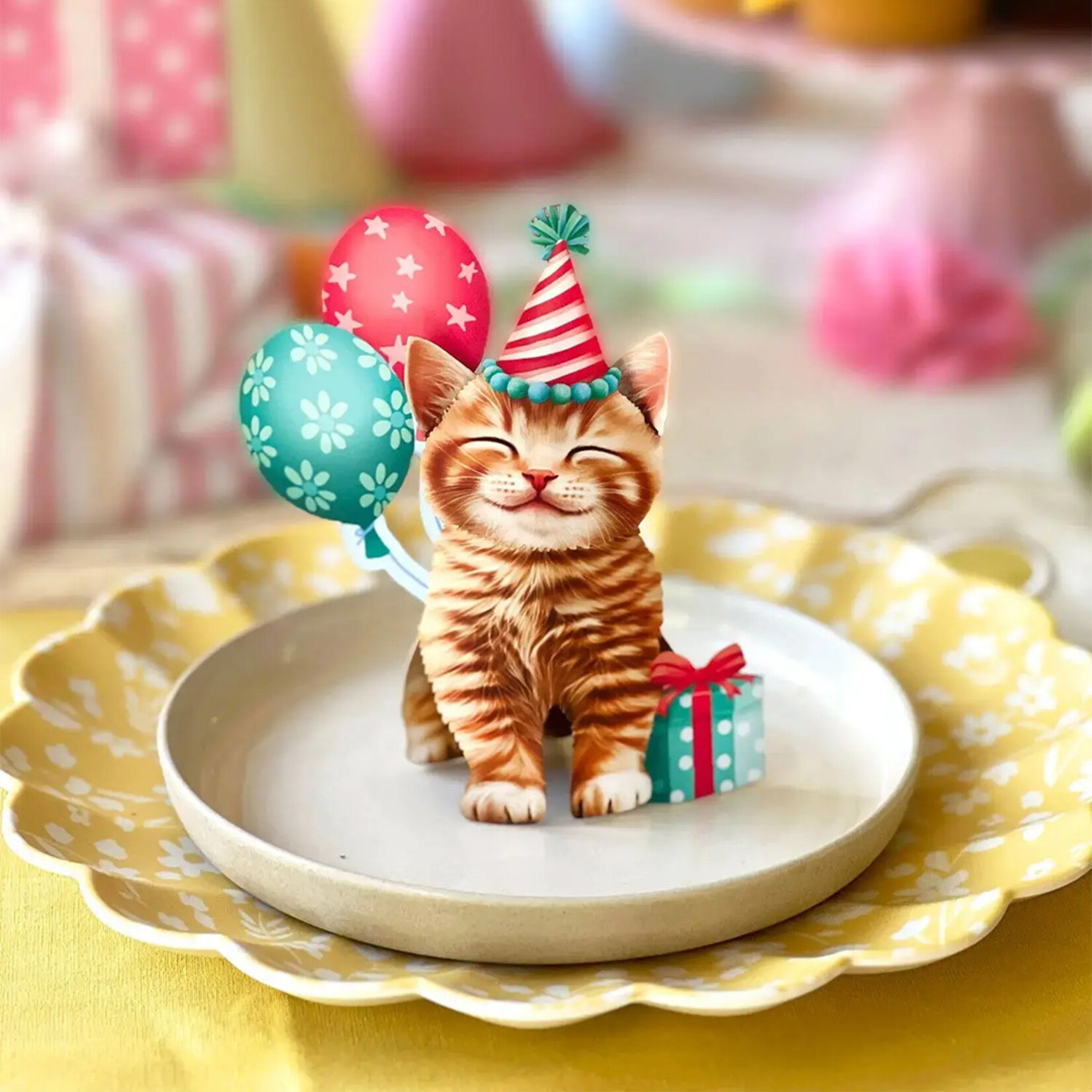 Fresh Cut Paper Mini Birthday Kitten