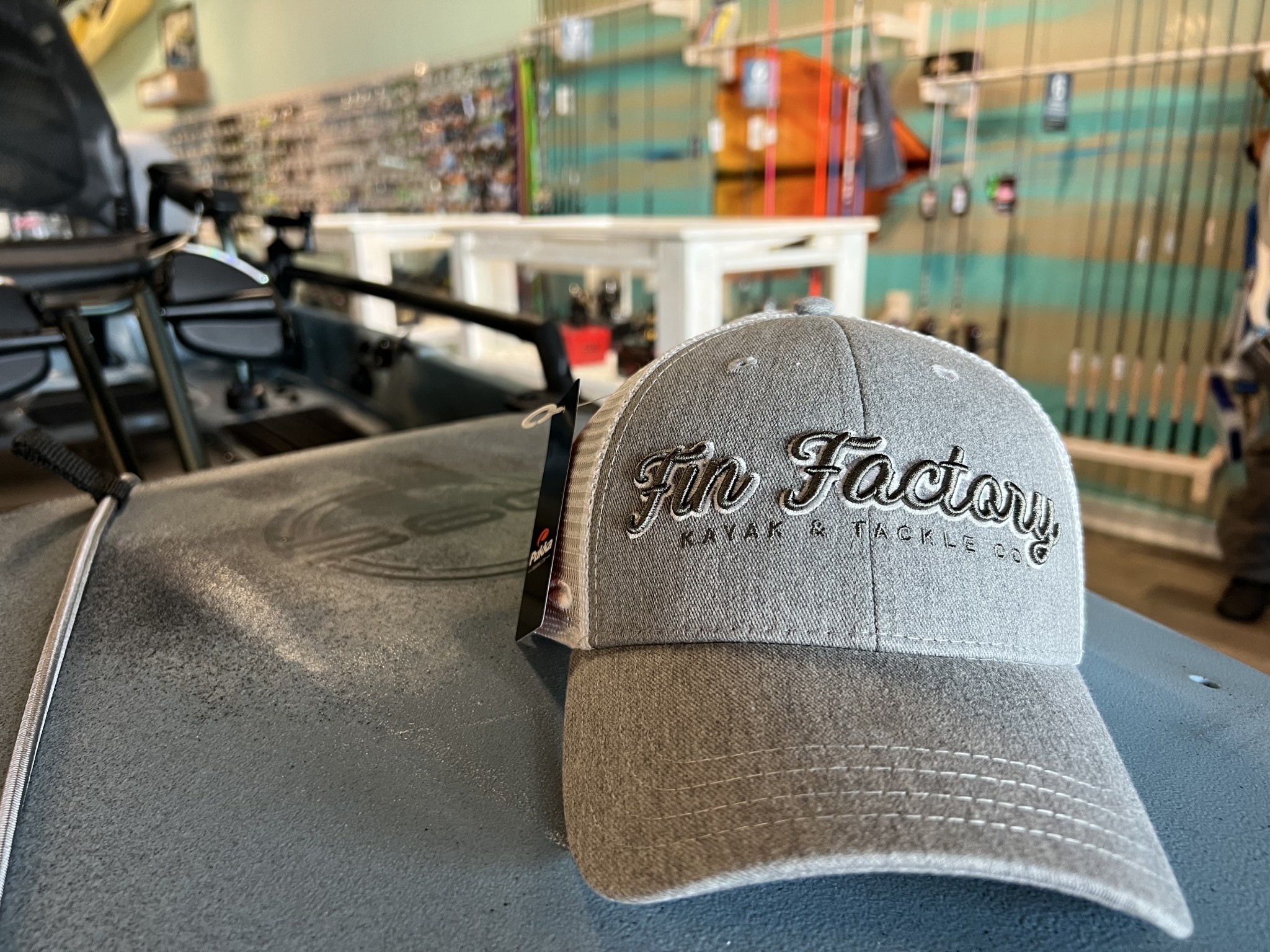 Fin Factory Heather Grey Script Hat - Fin Factory Kayak & Tackle