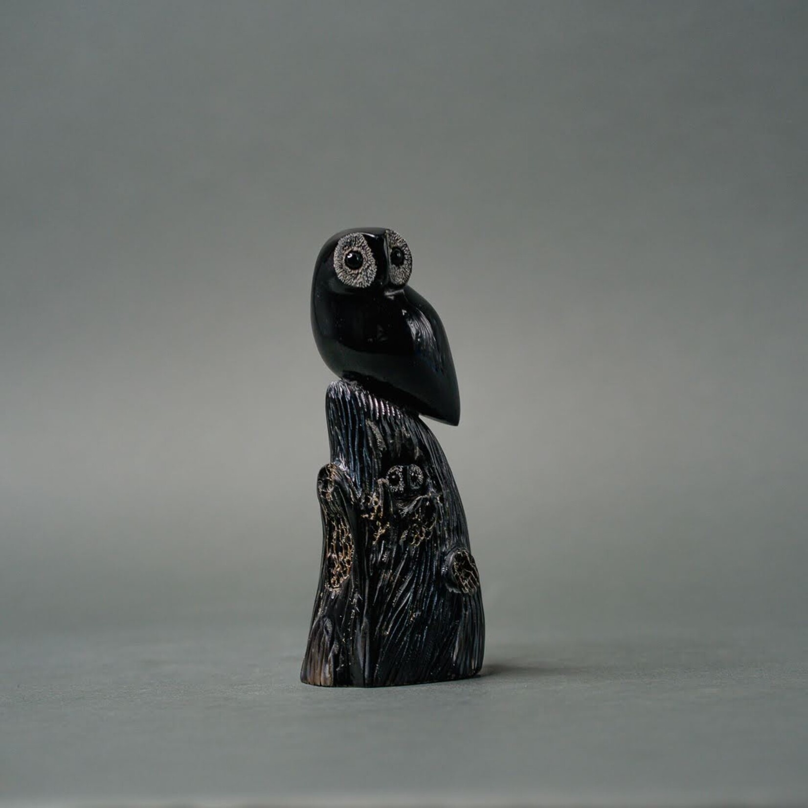 Eddie Lee Perched Owl & Owlet #136 - SOLD