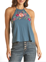 Rock and Roll Cowgirl Halter Top with Embroidery