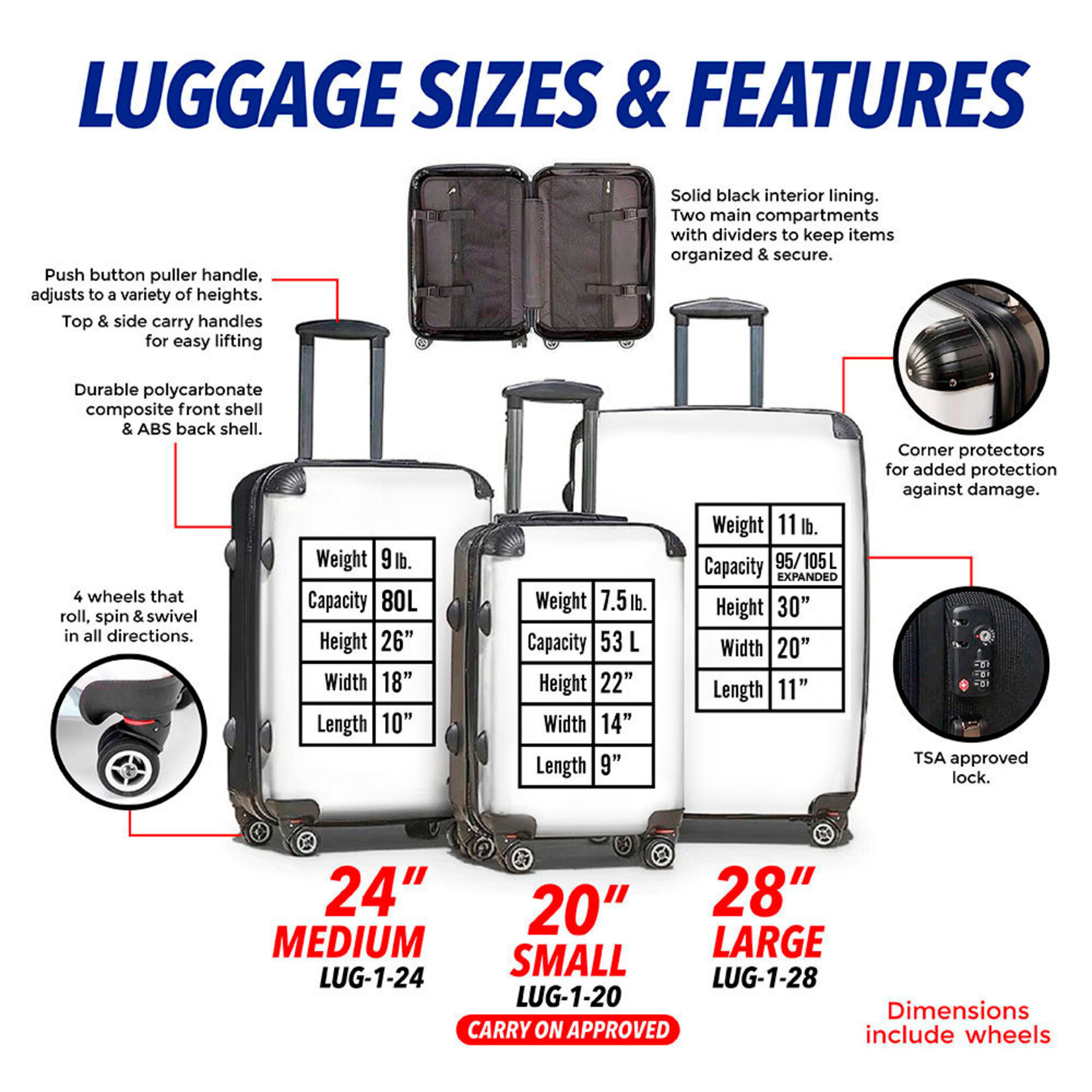 REDBLACKS REDBLACKS Team Stripes Luggage Set of 3