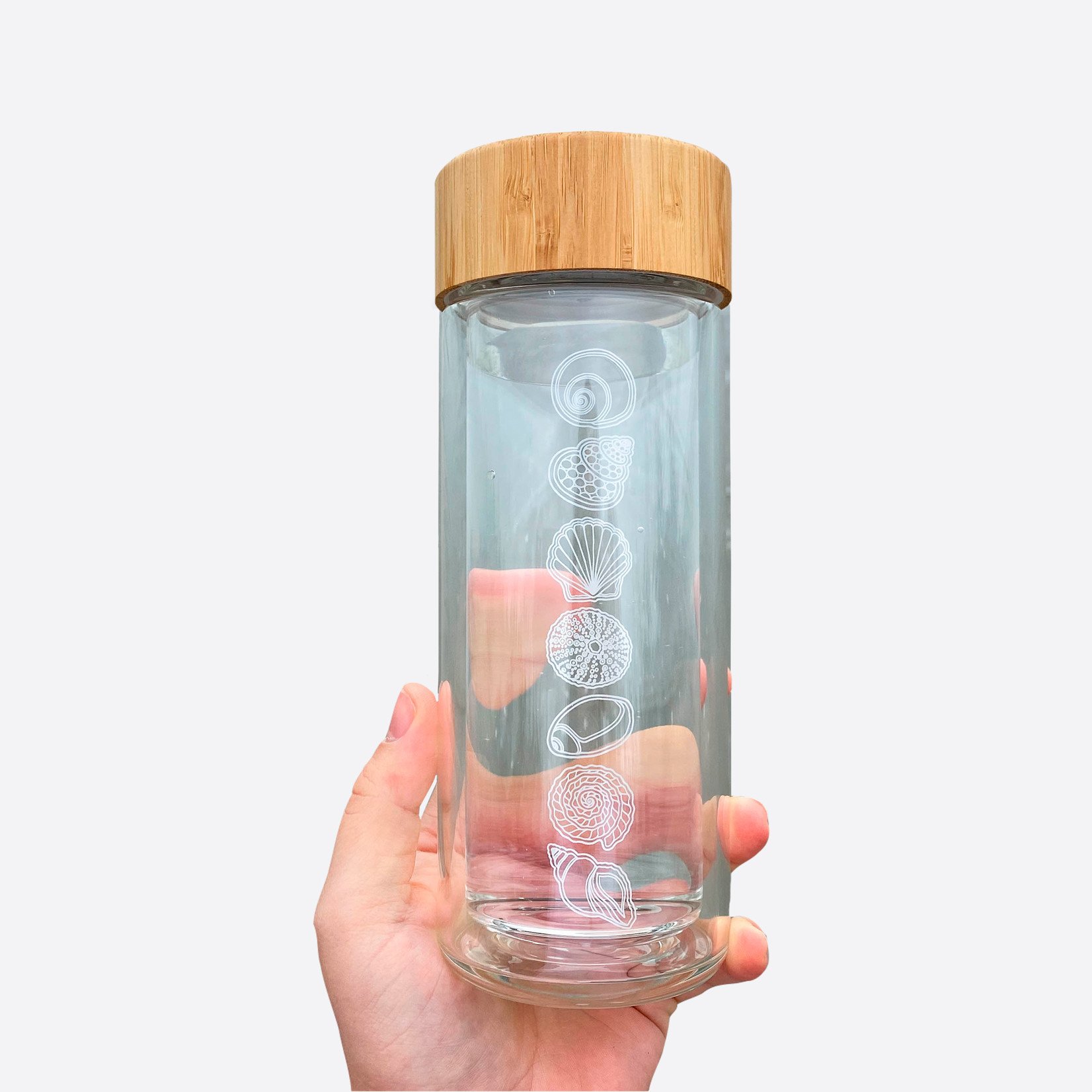 fortyonehundred Glass & Bamboo Bottle (Shells)