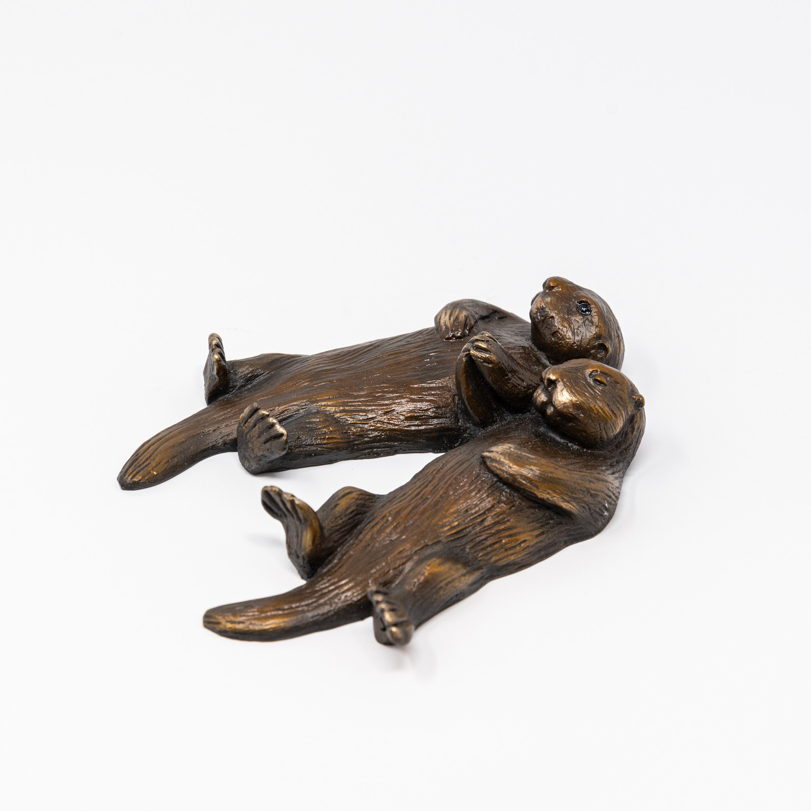 Sculpture by Nathan Scott Two "Wee" Otters Holding Hands
