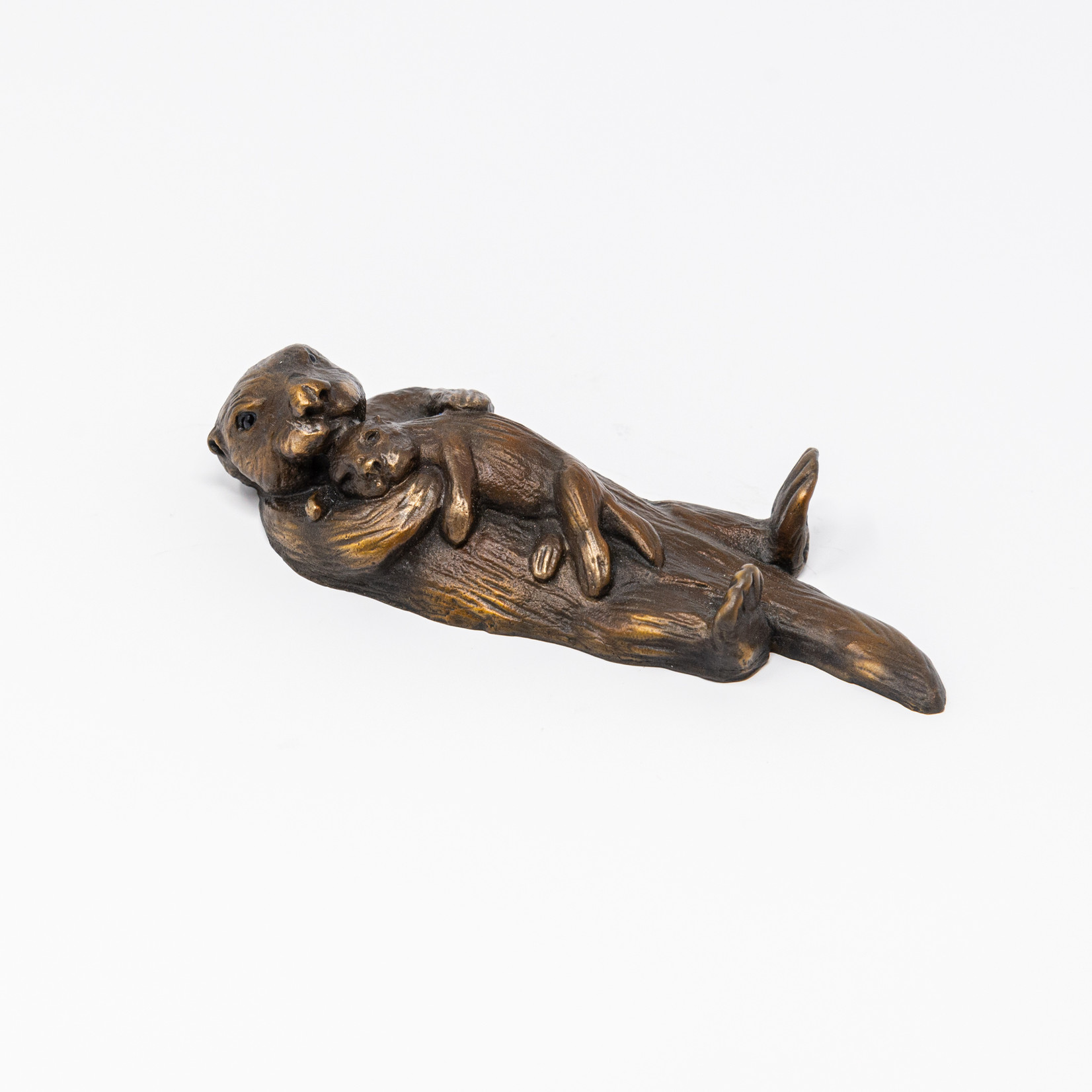 Sculpture by Nathan Scott "Wee" Otter With Baby