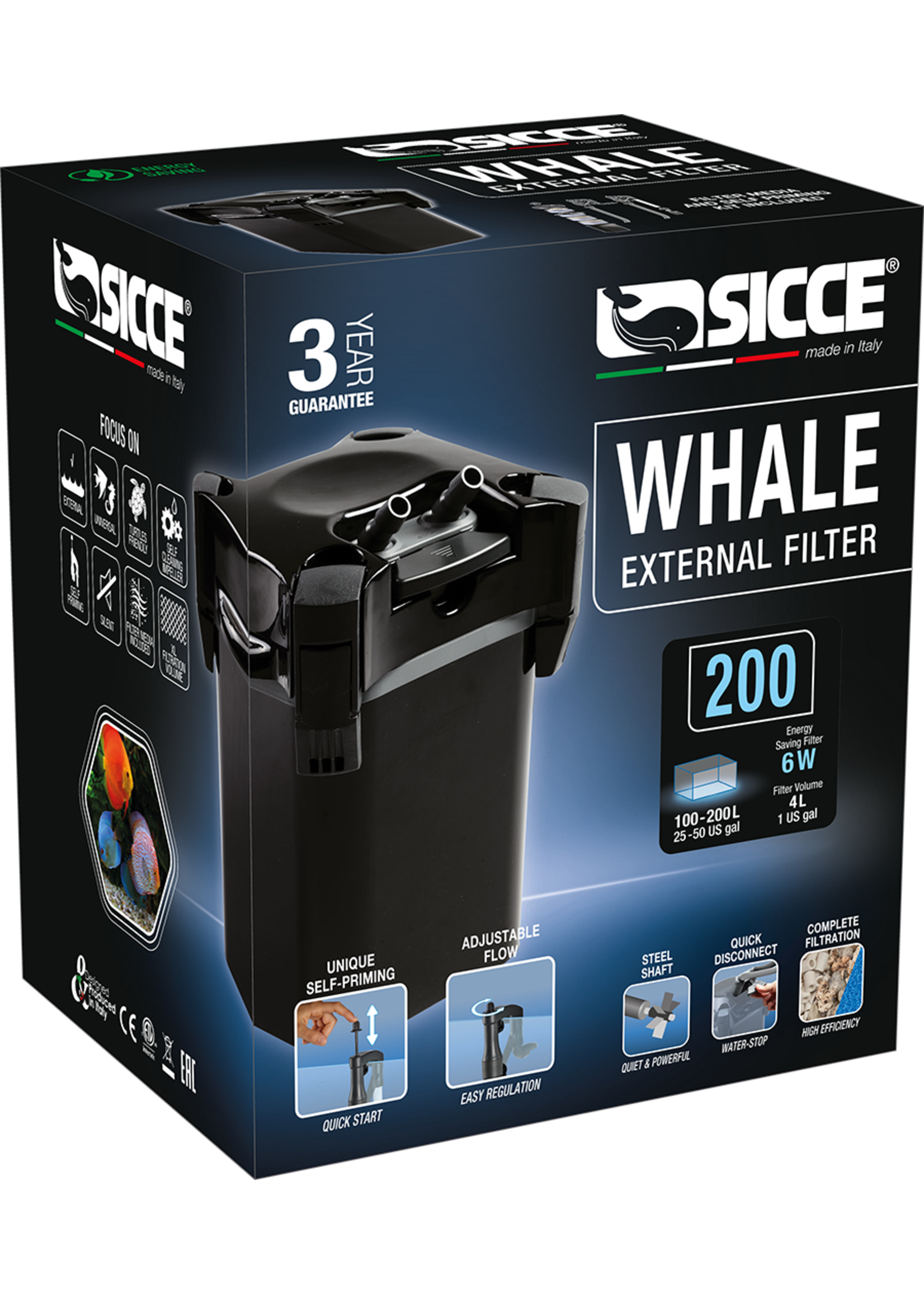 Sicce WHALE 200 CANISTER FILTER 190 GPH