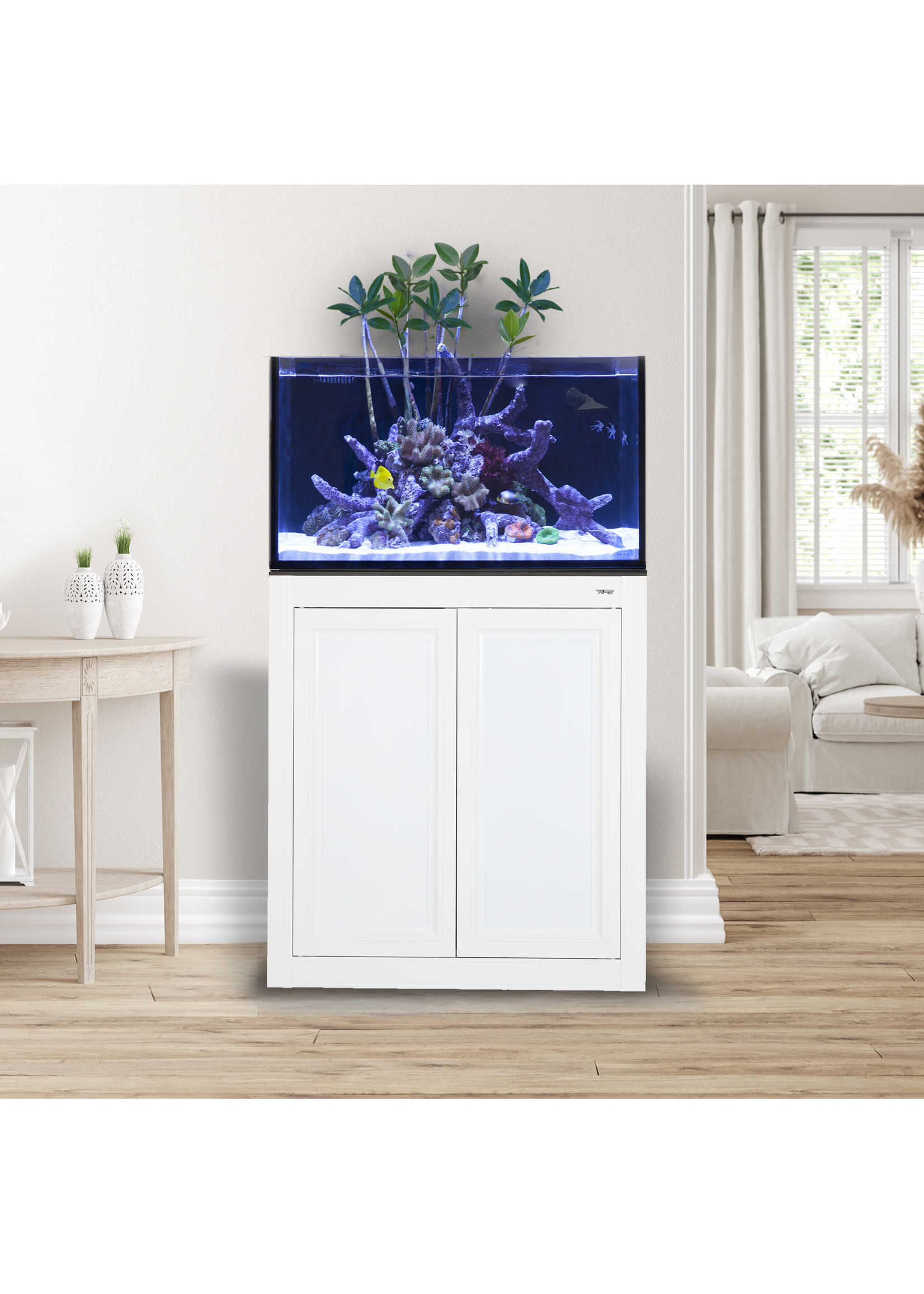 IM EXT 50 AQUARIUM COMPLETE REEF SYSTEM-RFS22 SUMP-MIGHTY XL PUMP-PLUMBING  KIT-APS STAND BLACK - The Hidden Reef, Inc