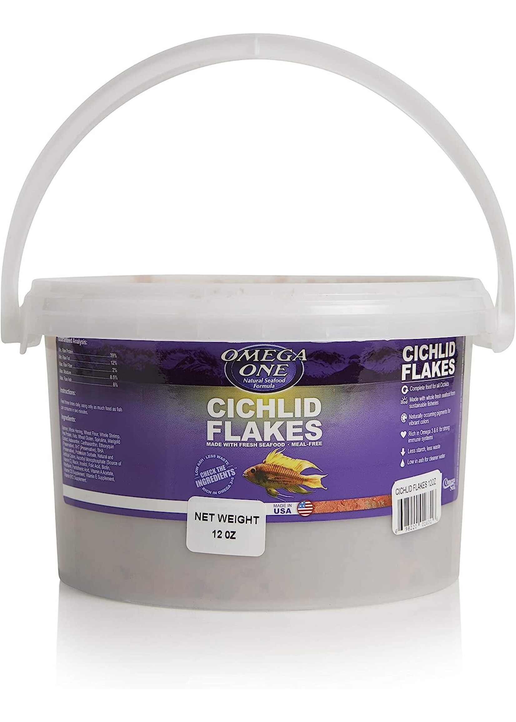 Omega One Aquatics CICHLID FLAKE 12OZ