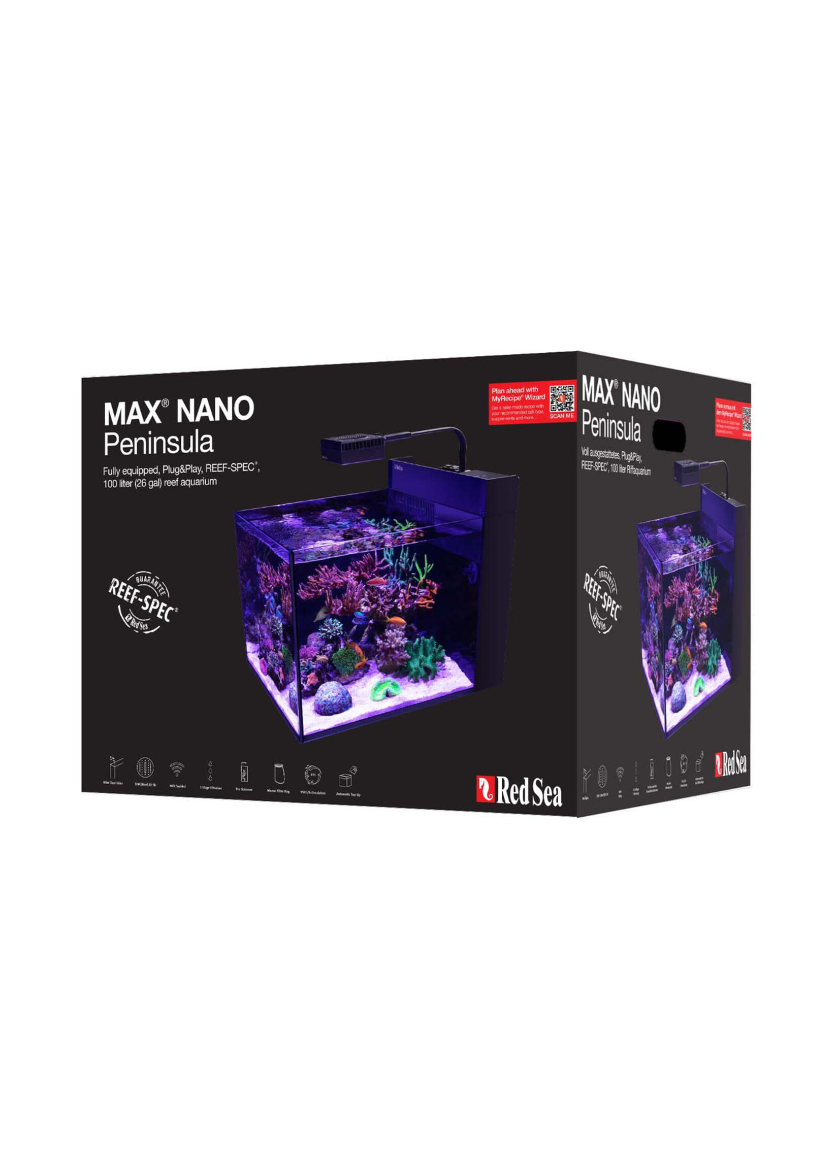 Red Sea MAX NANO 26 G PENINSULA TANK & WHITE STAND W REEF LED 50