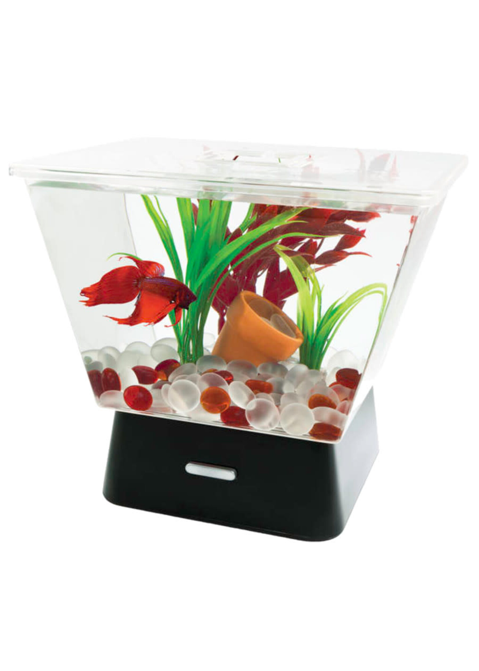 Tetra Betta Fish Aquarium, 0.5 Gallon Fish Bowl with Built in LED