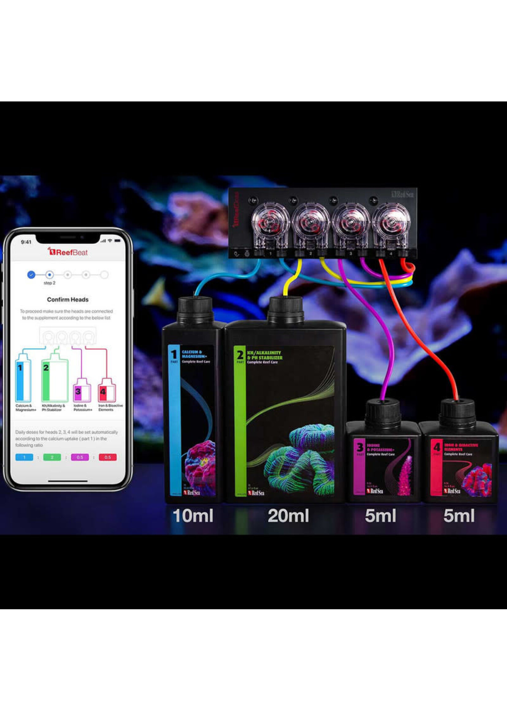 Red Sea 4 PART COMPLETE REEF CARE DOSING SYSTEM LARGE (600 L-160 GAL)