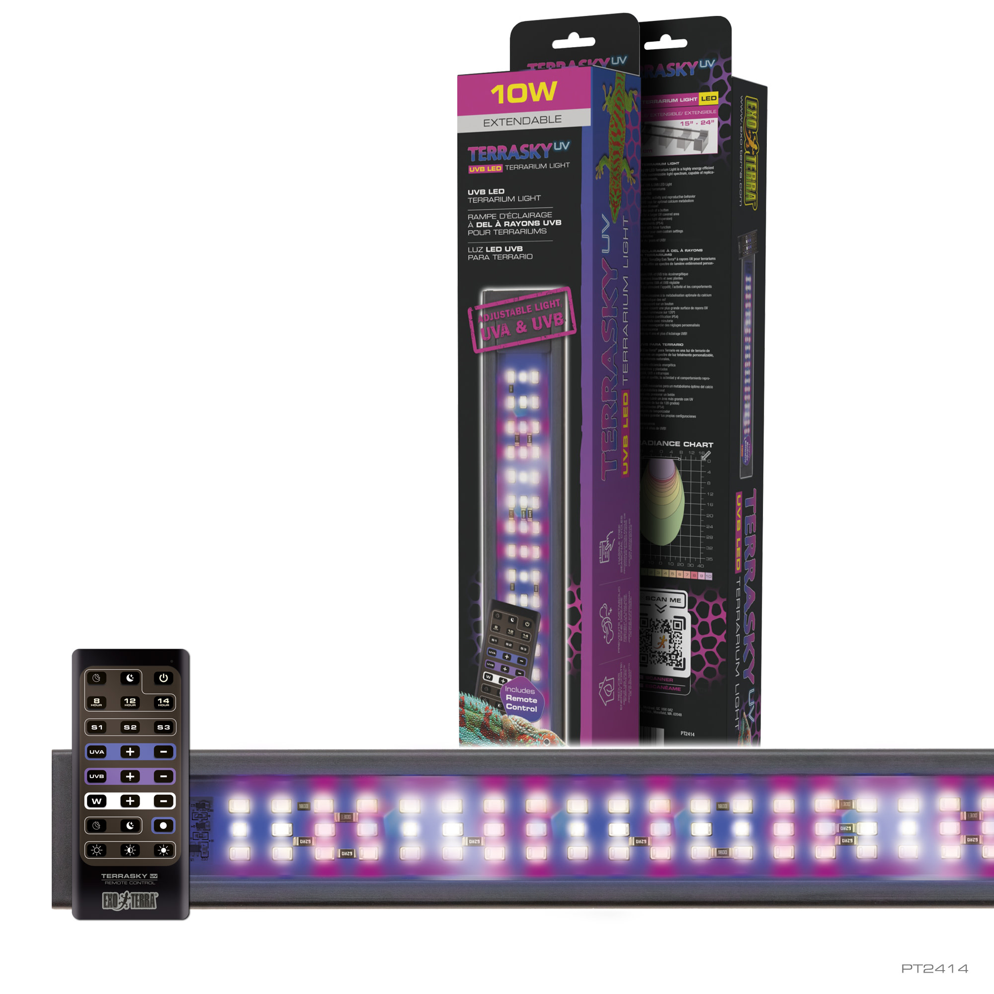 TERRASKY UV UVB LED TERRARIUM LIGHT W REMOTE CONTROL 10 W