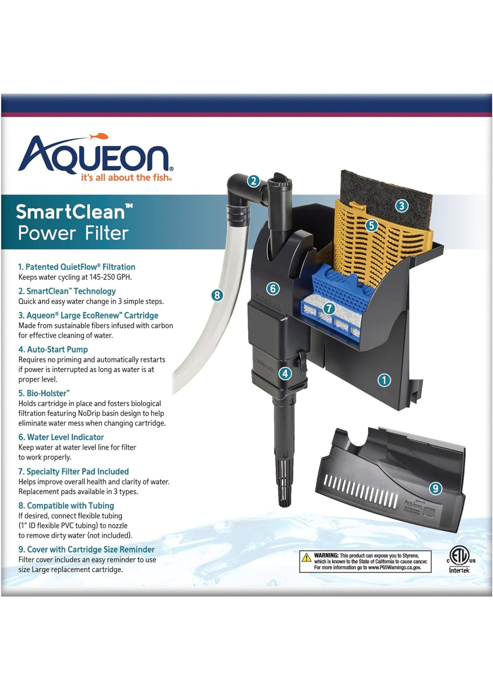 Aqueon SMART CLEAN POWER FILTER W/ ECO RENEW FILTER CARTRIDGE 20-30 G