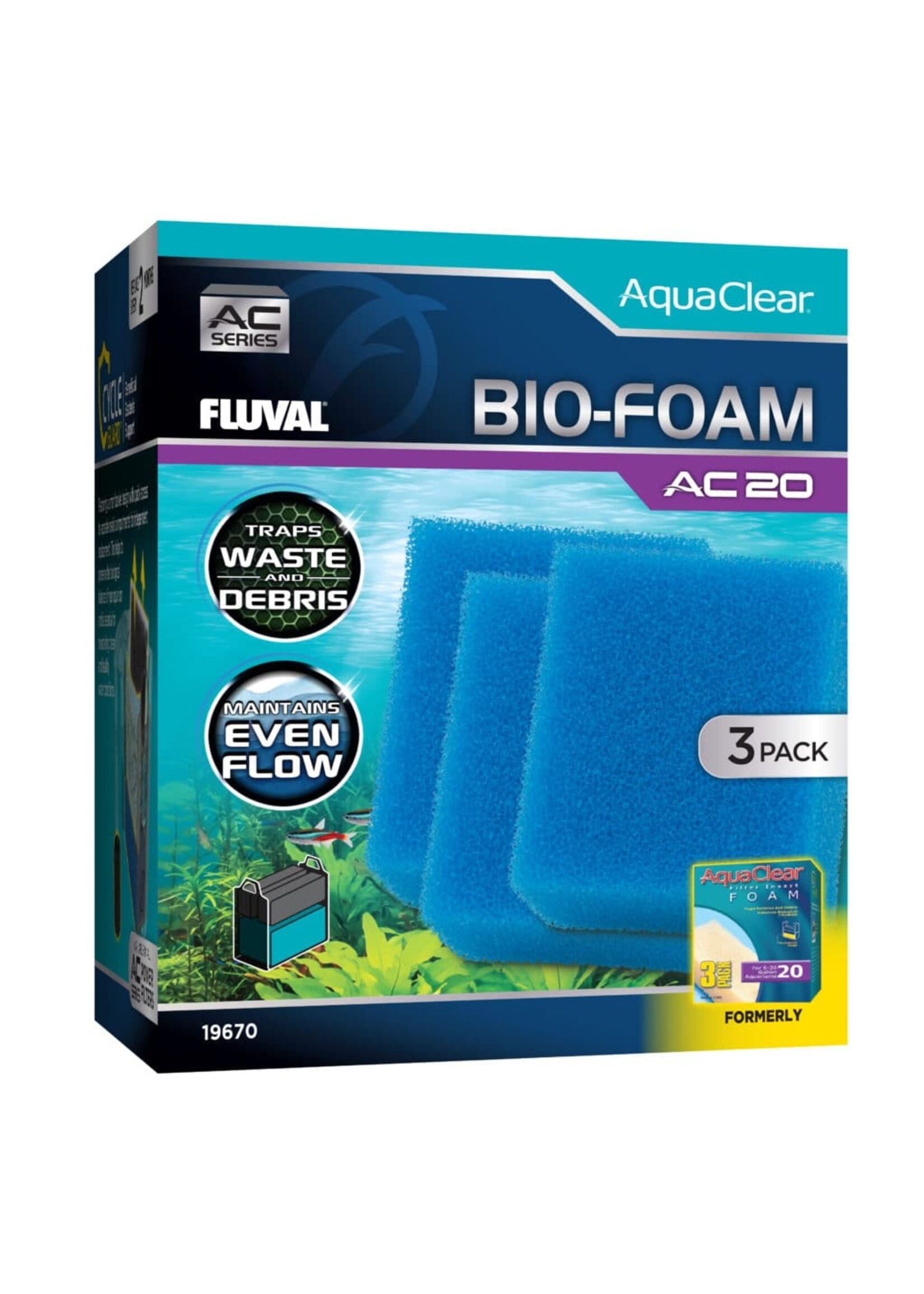 Fluval AC20 FOAM FILTER INSERT BLUE 30PPI 3PK