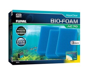 FLUVAL AC70 FOAM FILTER INSERT BLUE 30PPI 3PK - The Hidden Reef, Inc