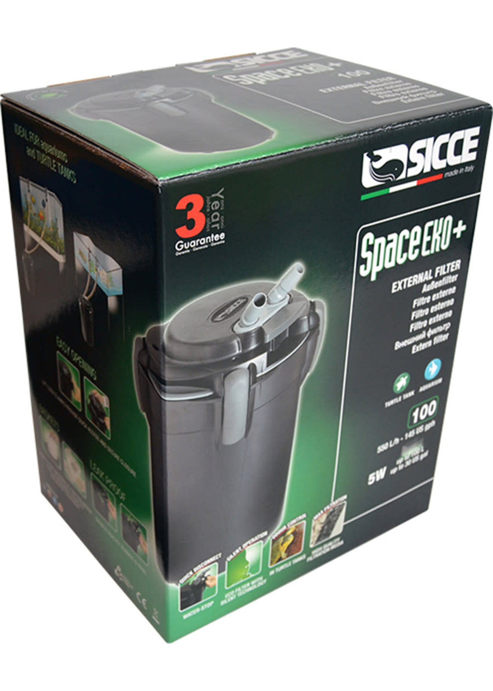 Sicce SPACE EKO 100 CANISTER FILTER 145 GPH 30 GALLON