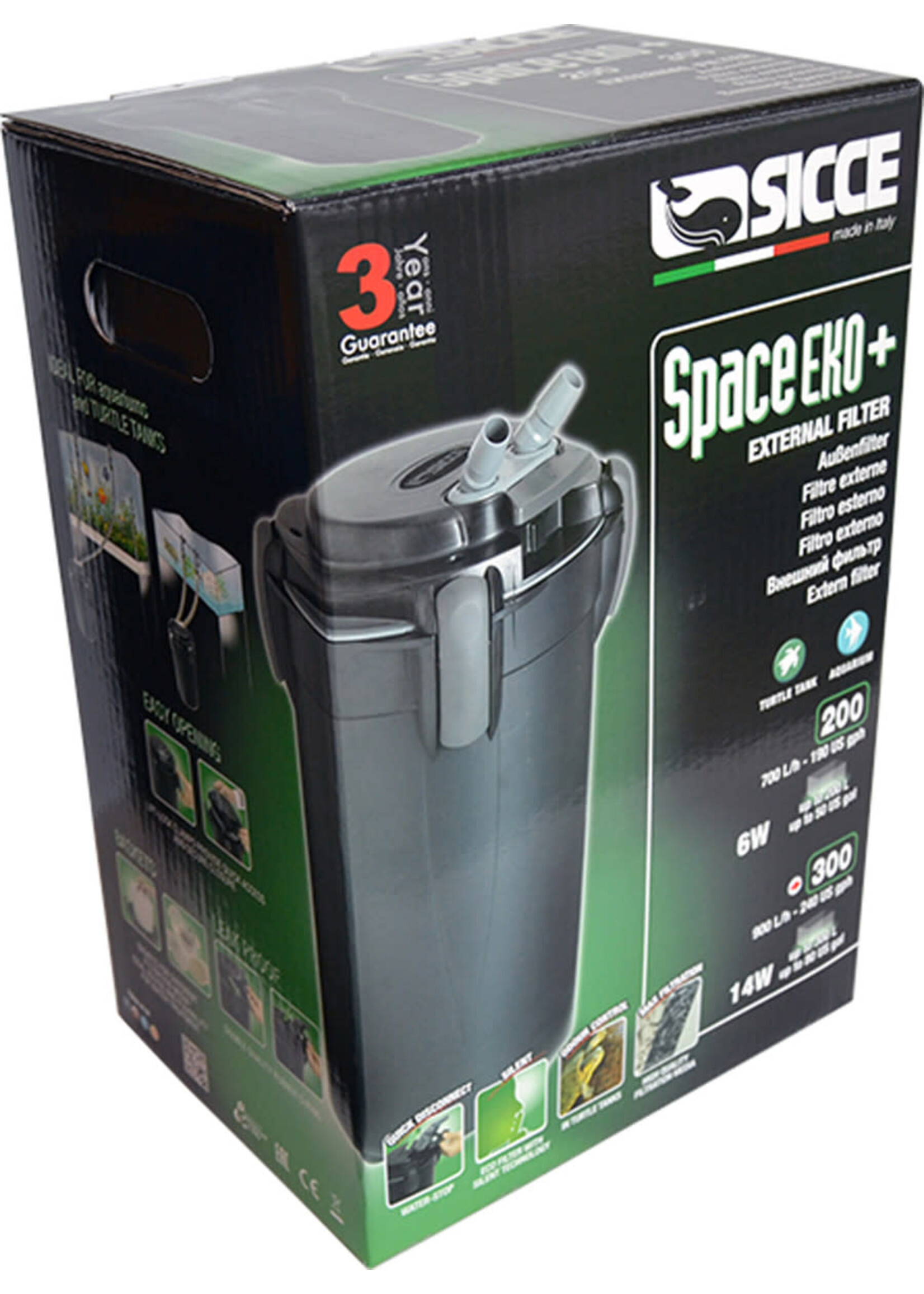 Sicce SPACE EKO 300 CANISTER FILTER 240 GPH 80 GALLON