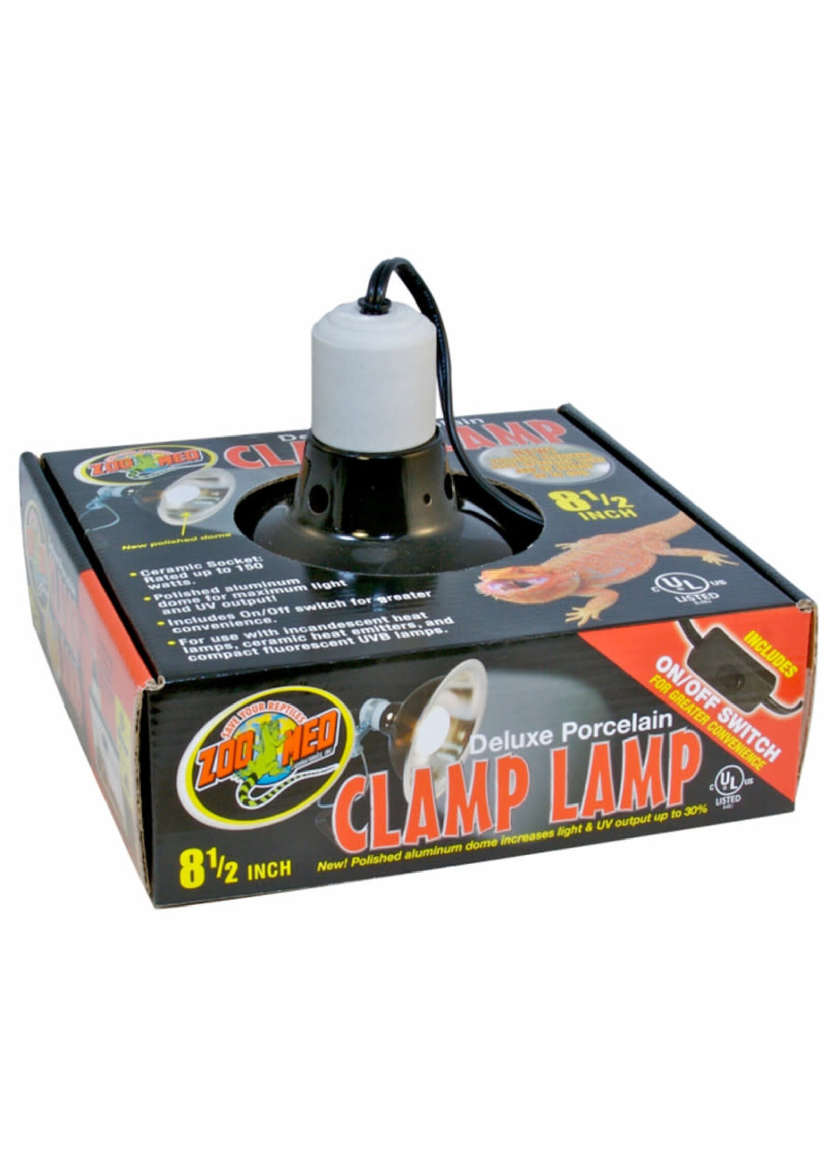 Zoo Med PORCELAIN CLAMP LAMP W DOME  8.5"