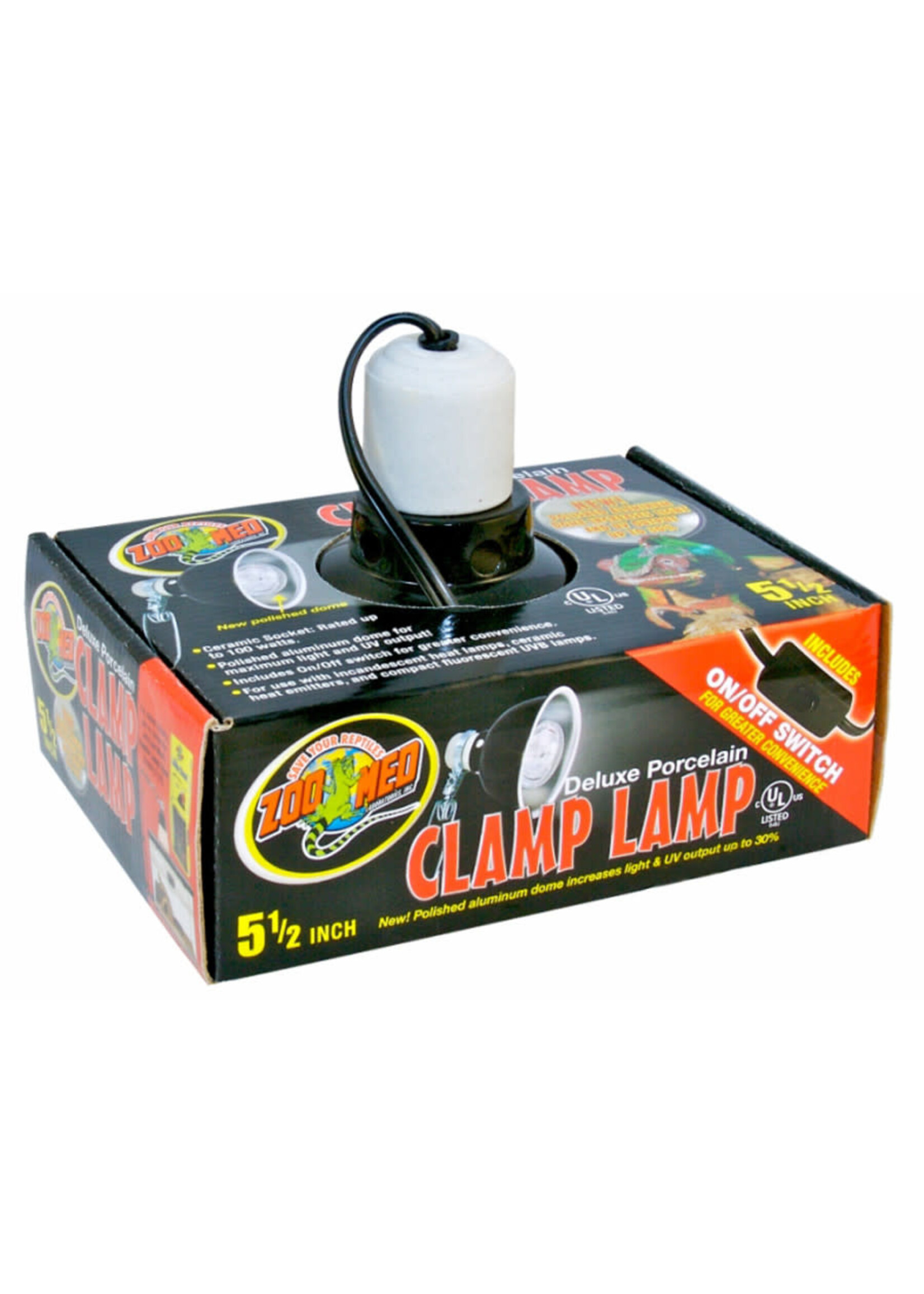 Zoo Med PORCELAIN CLAMP LAMP W DOME 5.5" BL