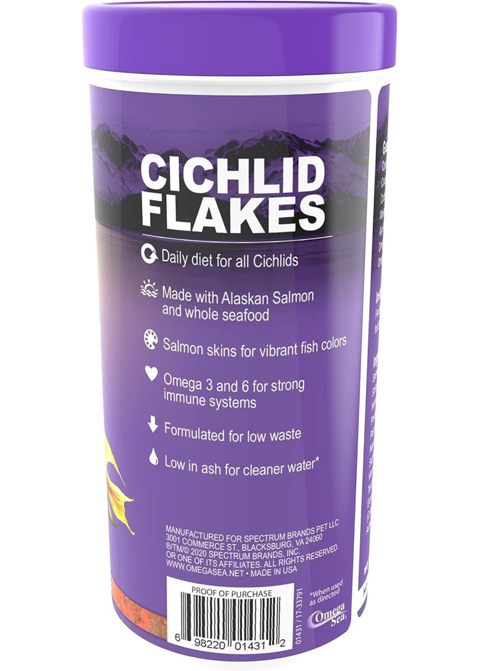 Omega One Aquatics CICHLID FLAKE 2.2OZ