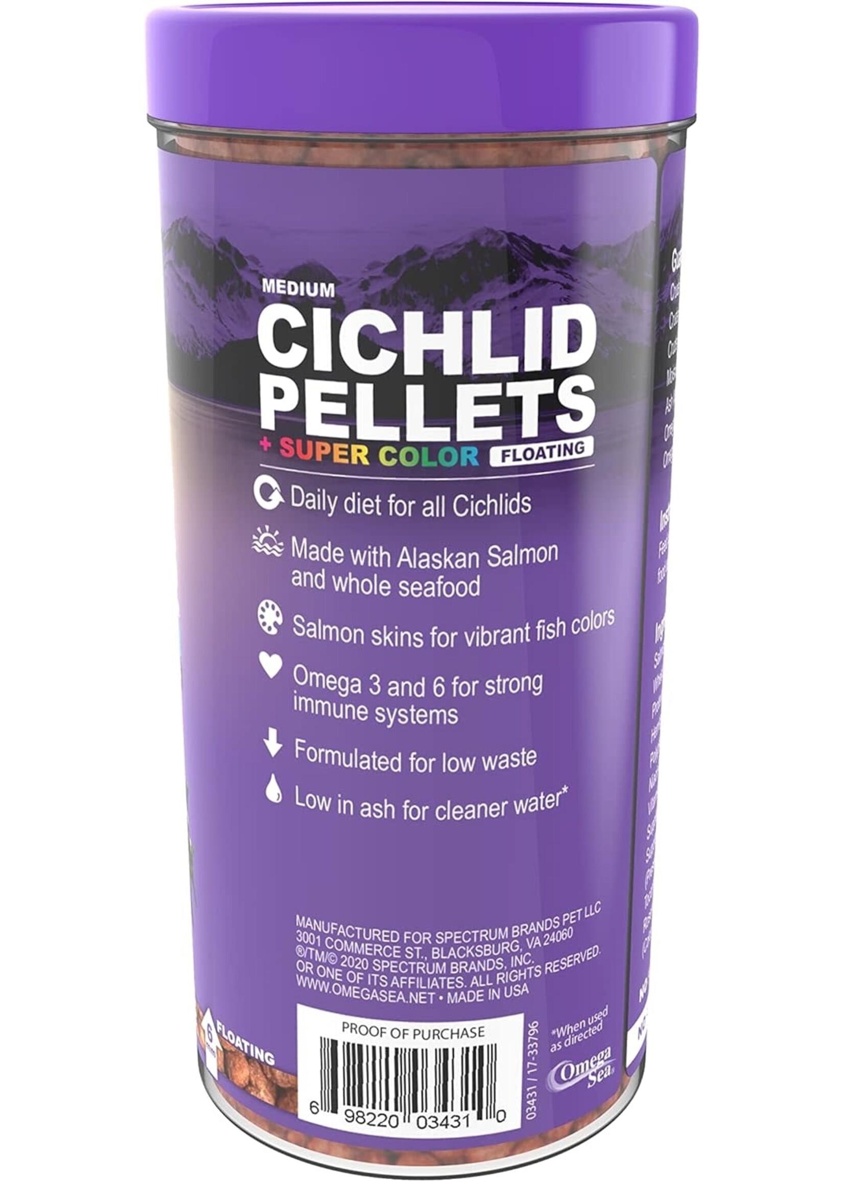 Omega One Aquatics CICHLID PELLETS  S 6.5 OZ