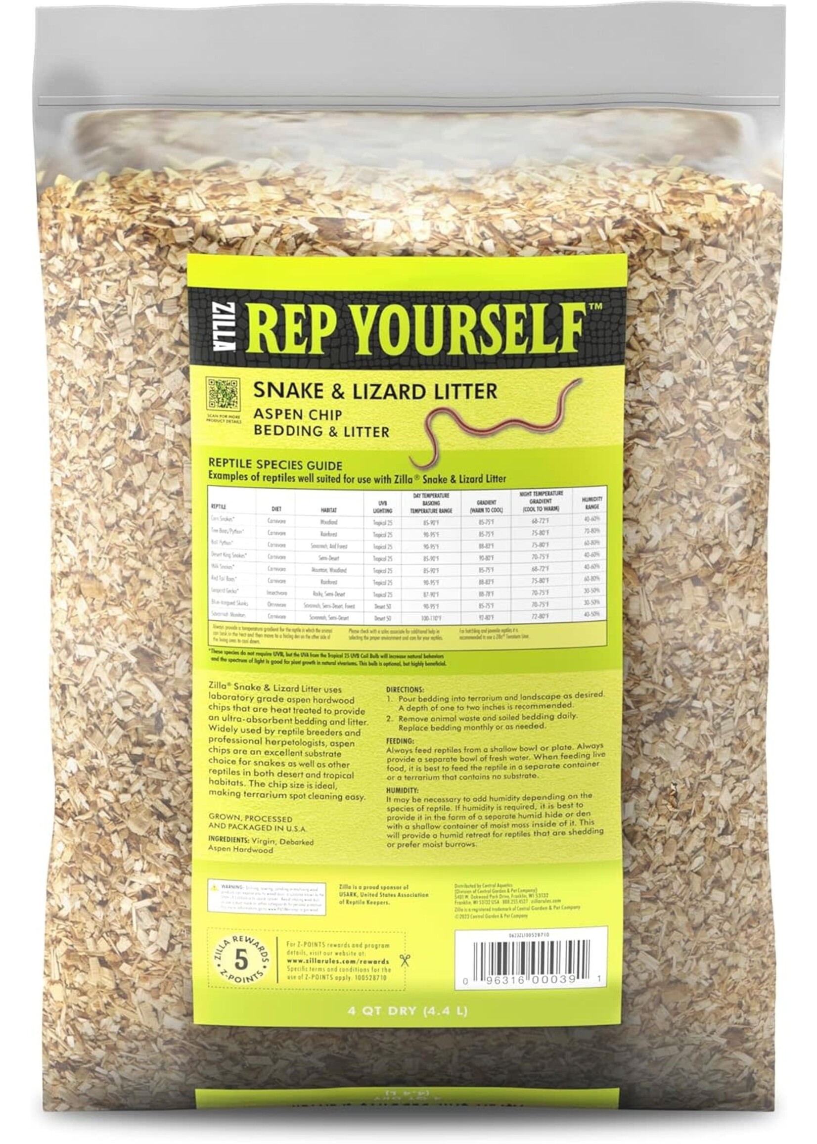 Zilla BEEDING SNAKE LIZARD LITTER 4 QT