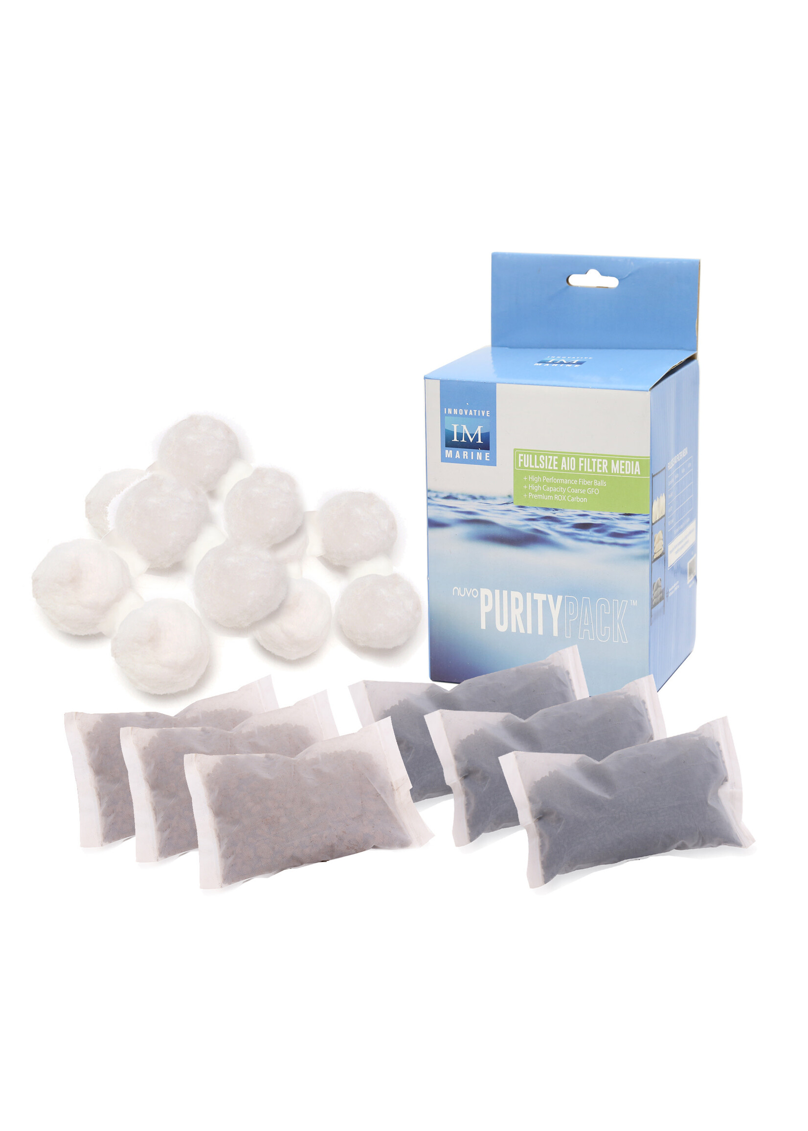 Innovative Marine NUVO AQUARIUM PURITYPACK FULLSIZE 3 CARBON, 3 FIBERBALL, 3 GFO