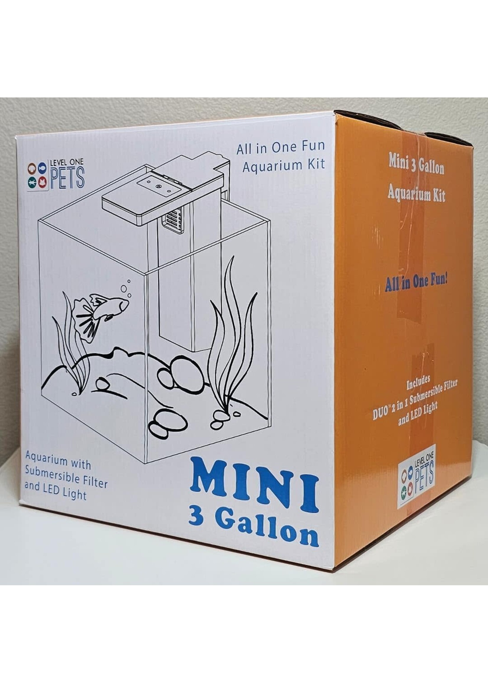 Level One Pets MINI 3 GALLON AQUARIUM KIT INCLUDES DUO 2 IN 1