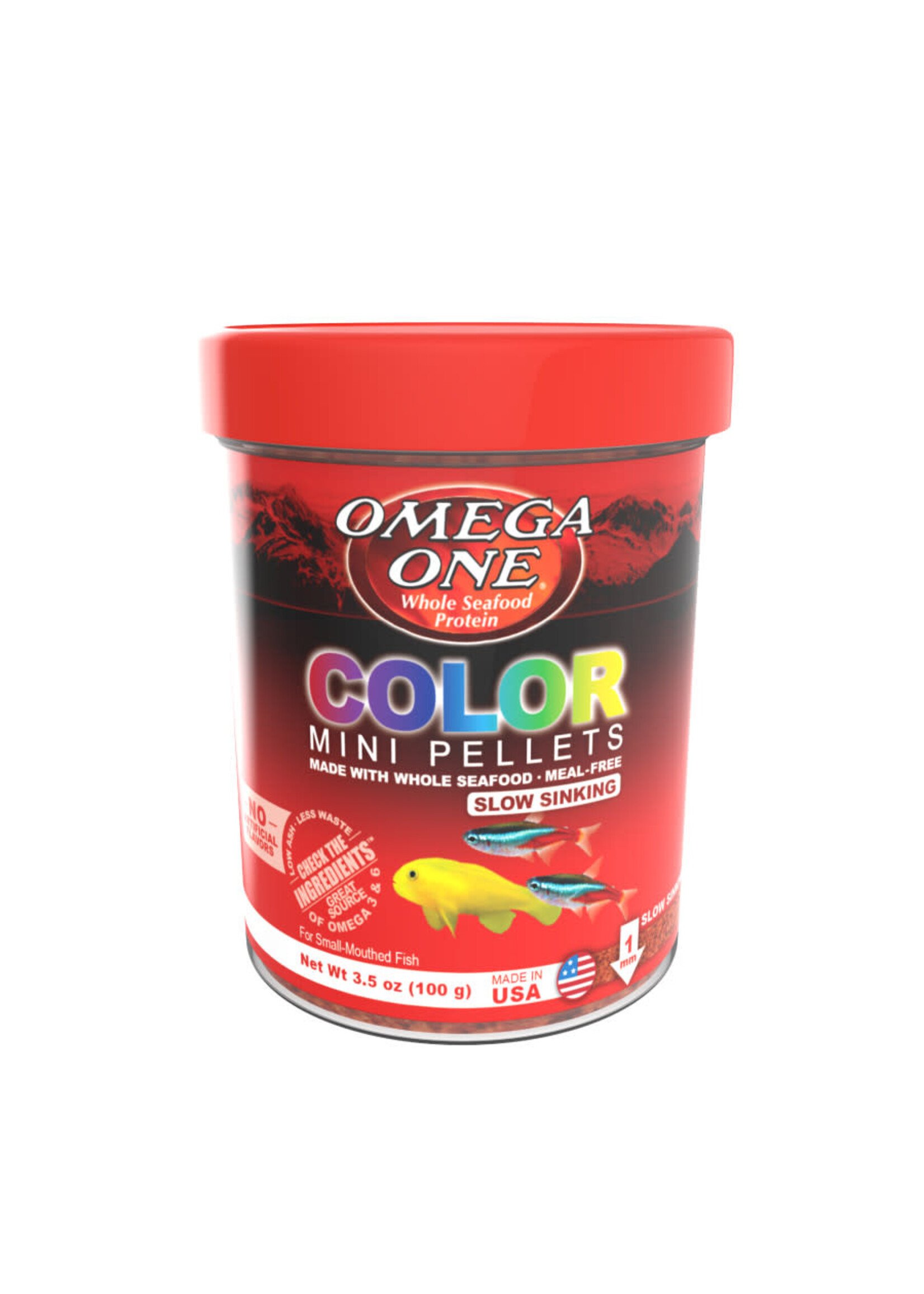Omega One Aquatics COLOR MINI PELLET SS 3.5 OZ