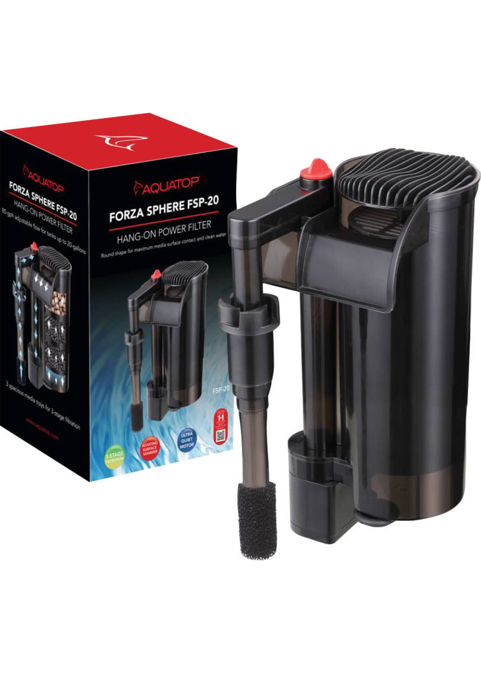 Aquatop FORZA SPHERE HANG ON FILTER W SKIMMER 20 G