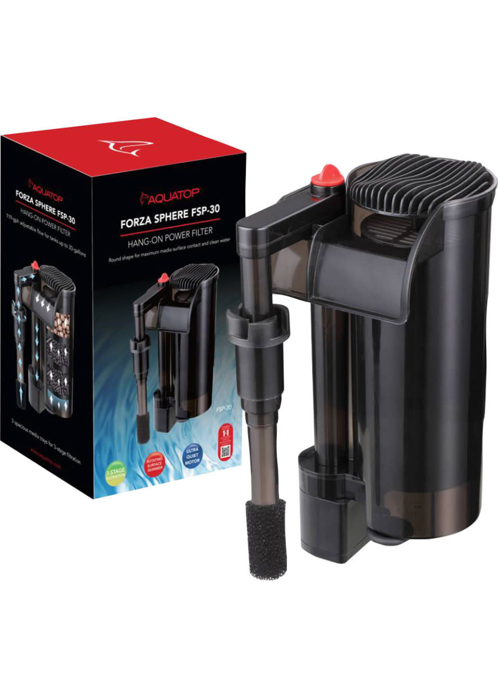 Aquatop FORZA SPHERE HANG ON FILTER W SKIMMER 30 G