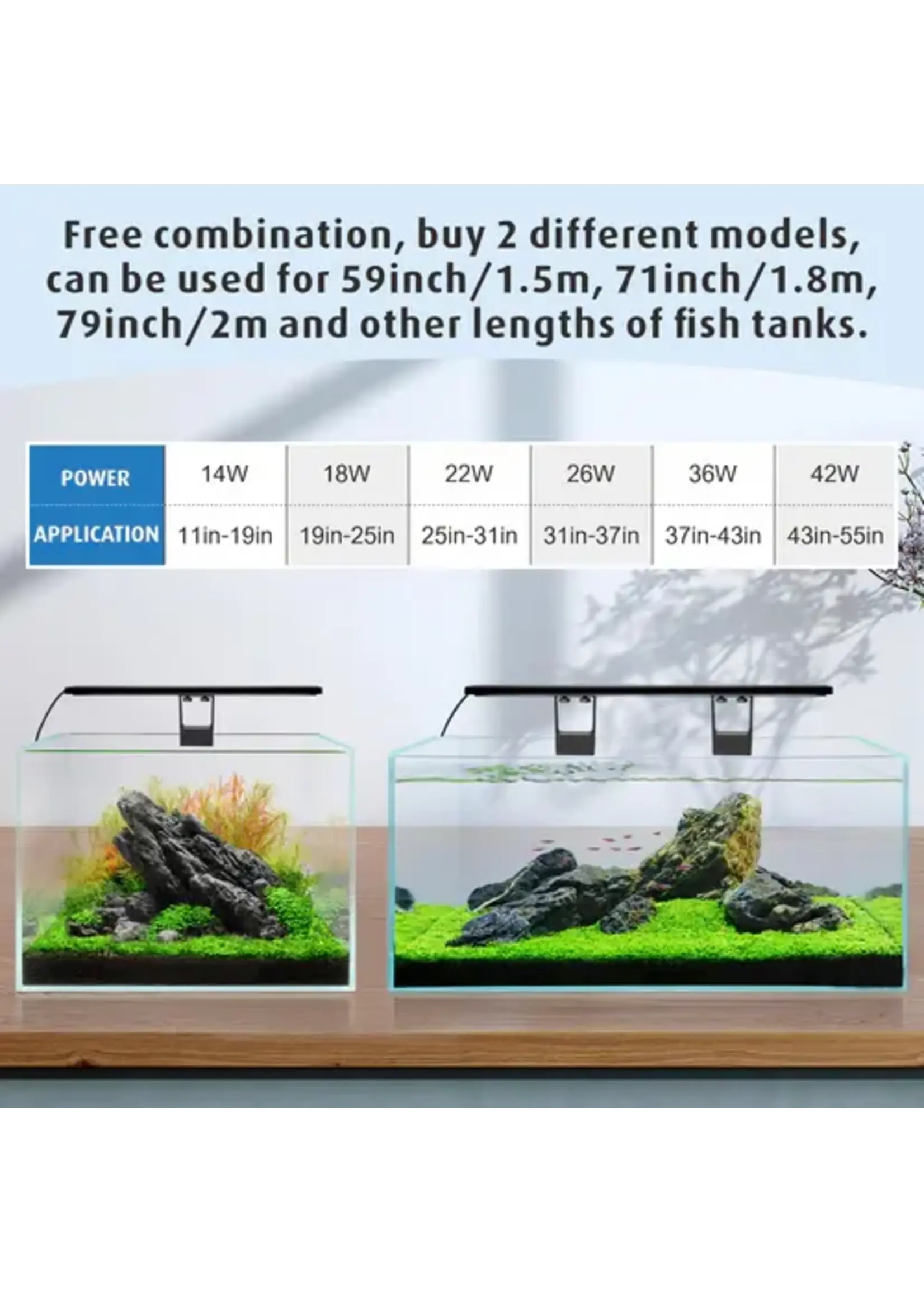 Hygger LED LIGHT FULL SPECTRUM CLIP ON 19-25" 18W