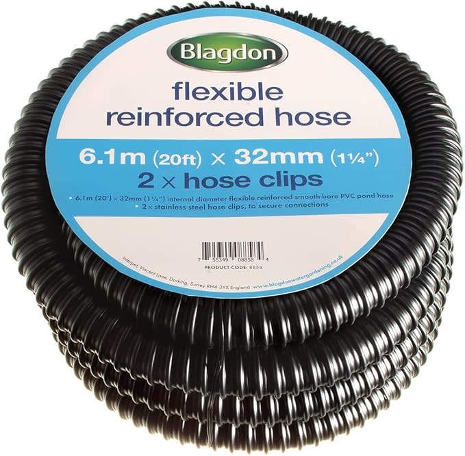 FLEX REINFORCED TUBING WITH CLAMPS 20 FT X 1.25"