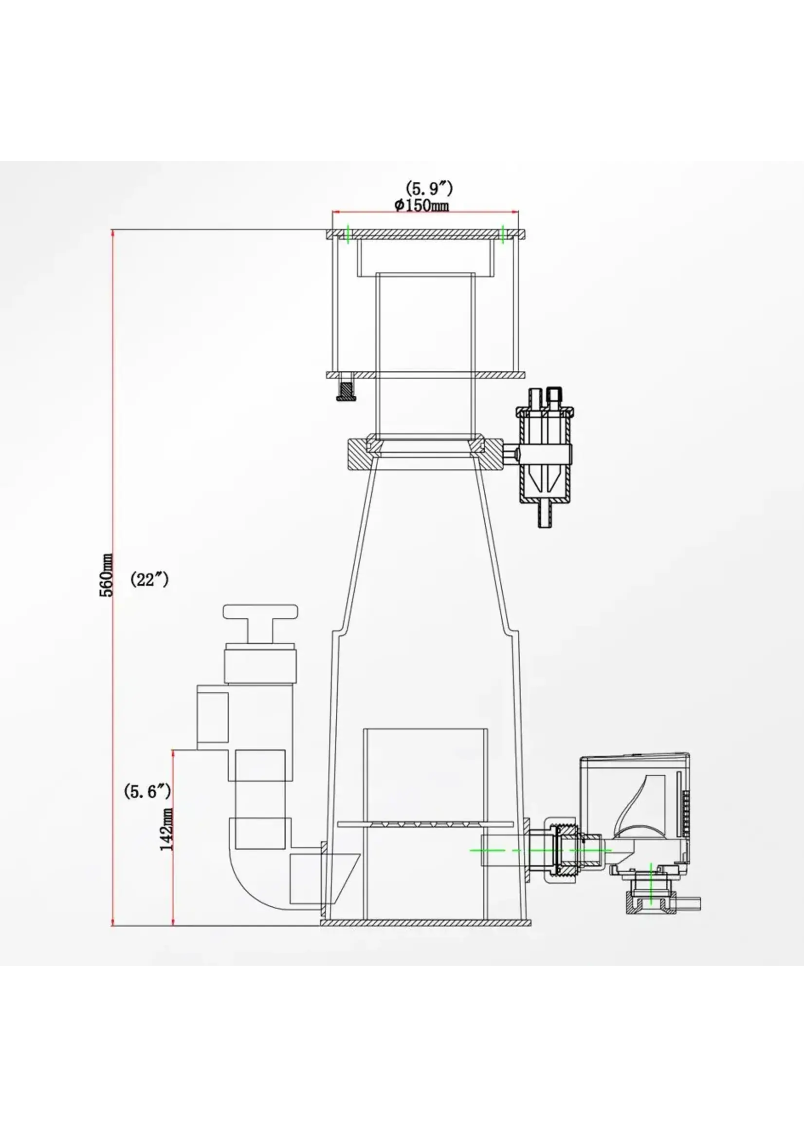 Reef Octopus REEF OCTOPUS CLASSIC 150 INT INTERNAL PROTEIN SKIMMER 6"