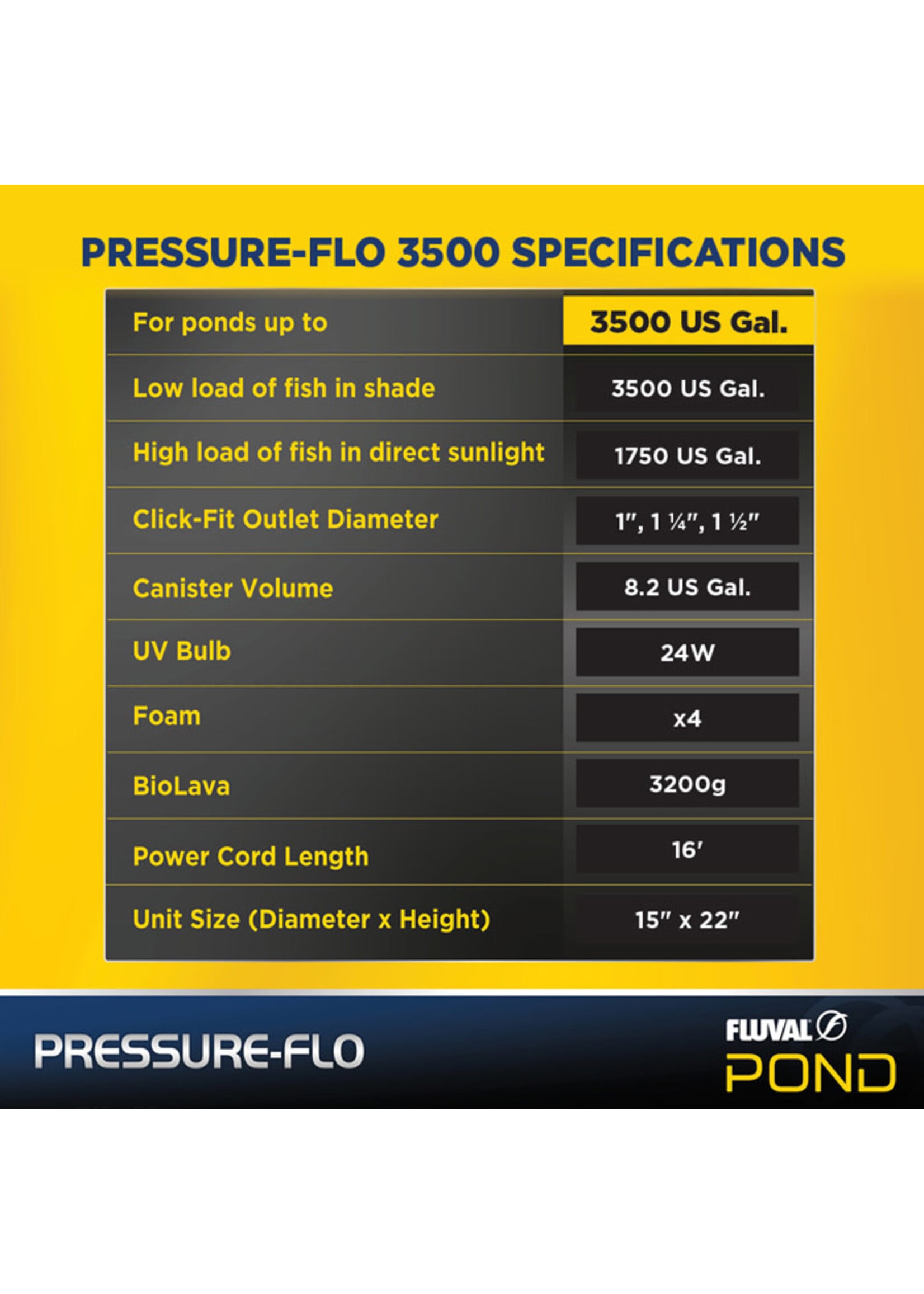 Fluval PRESSURE FLO 3500 POND FILTER