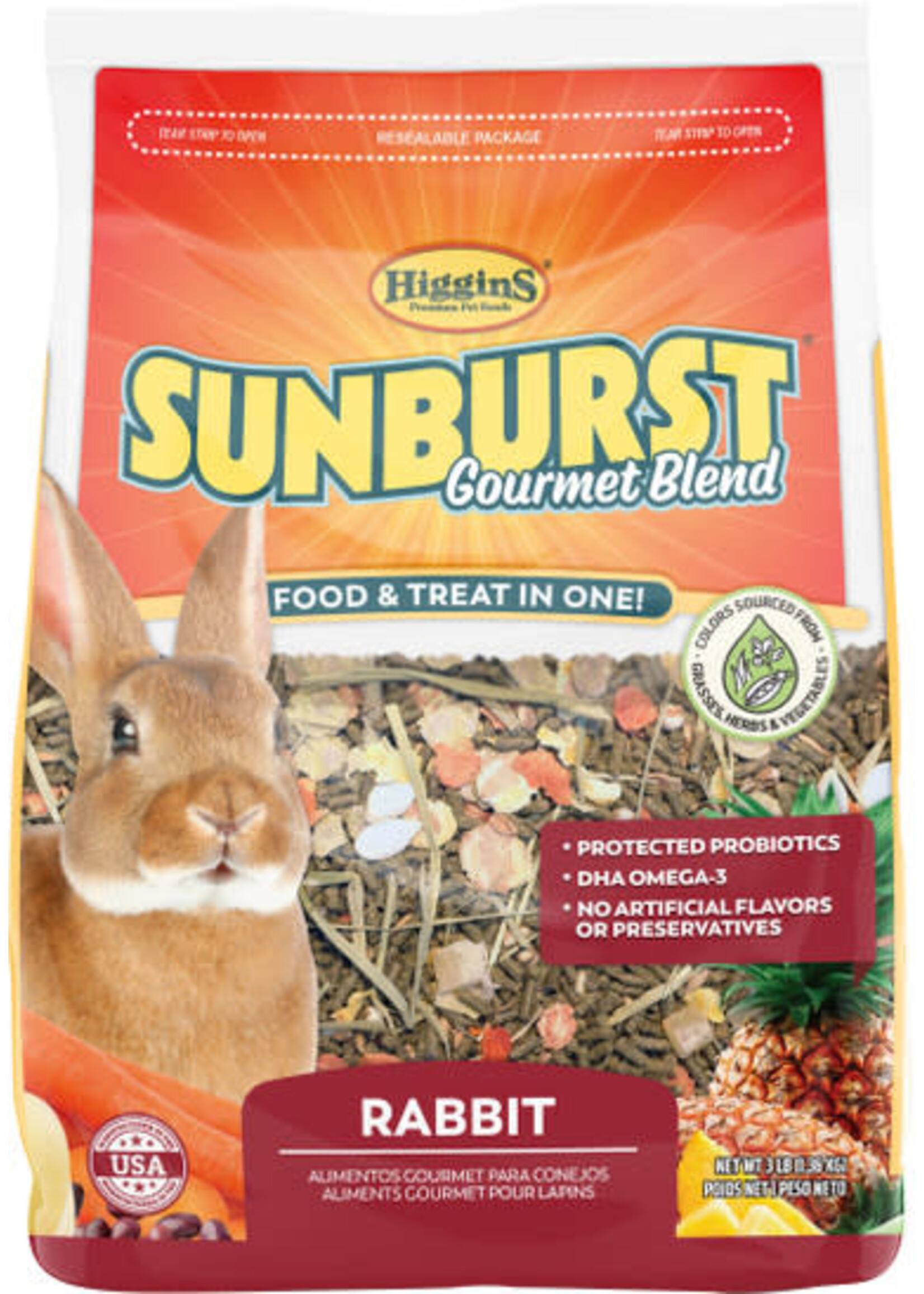 HIGGINS SUNBURST GOURMET BLEND RABBIT FOOD 3LB