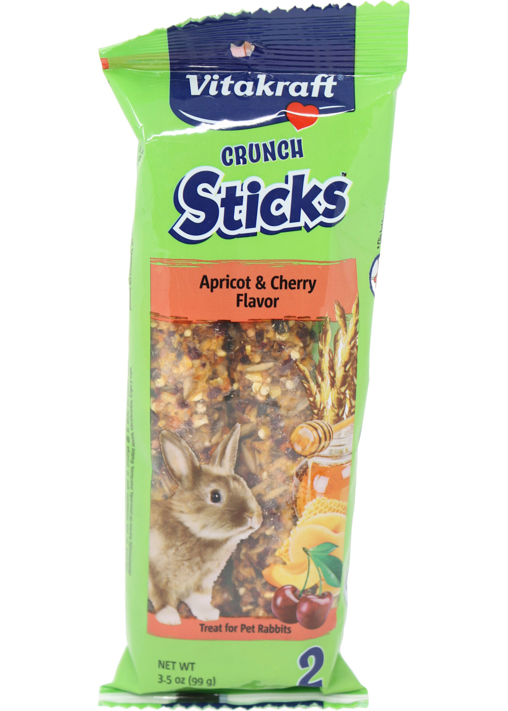 Vitakraft CRUNCH STICKS RABBIT TREATS APRICOT CHERRY 3.5 OZ 2 PK